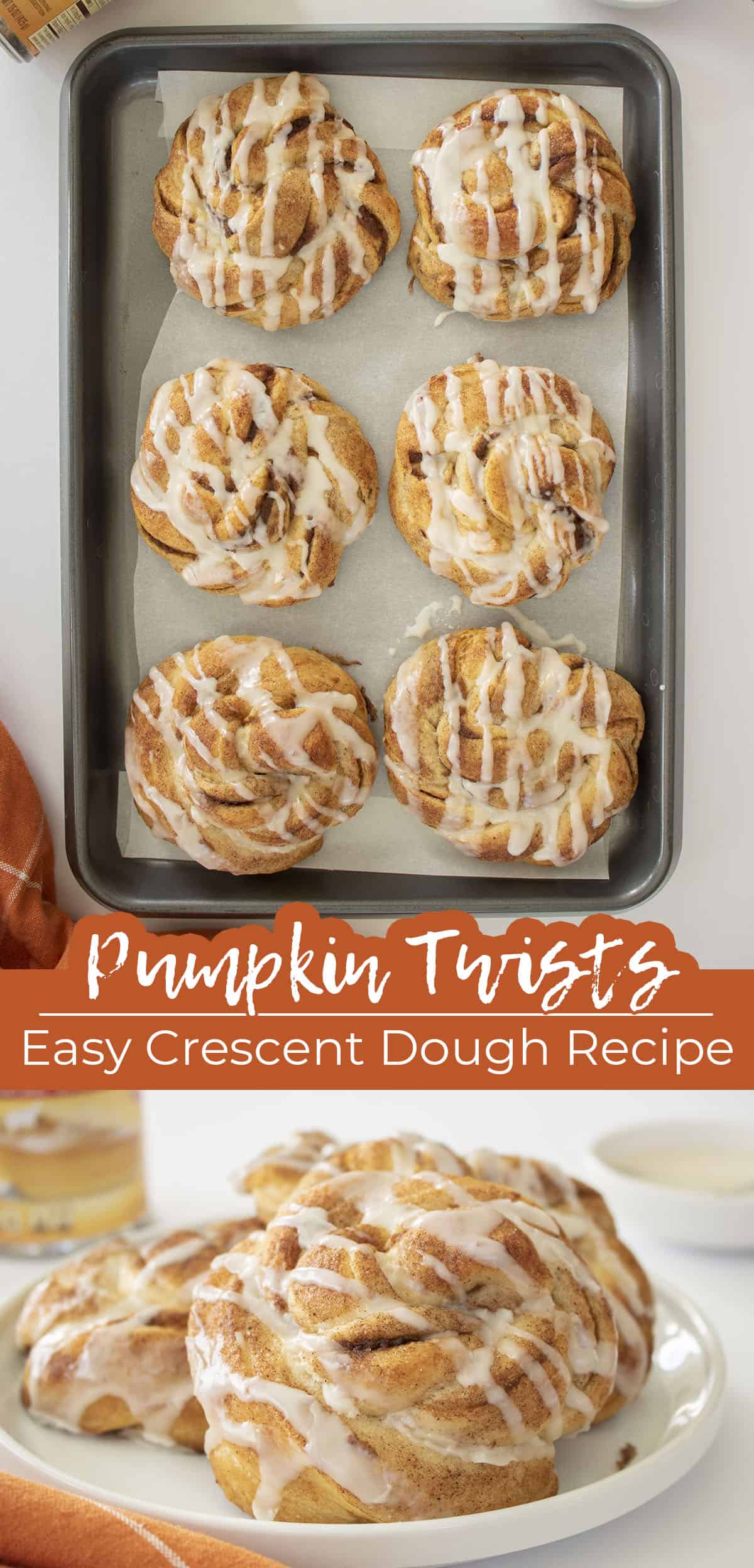 Long pin collage Text on image Pumpkin Twists Easy Crescent Dough Recipe