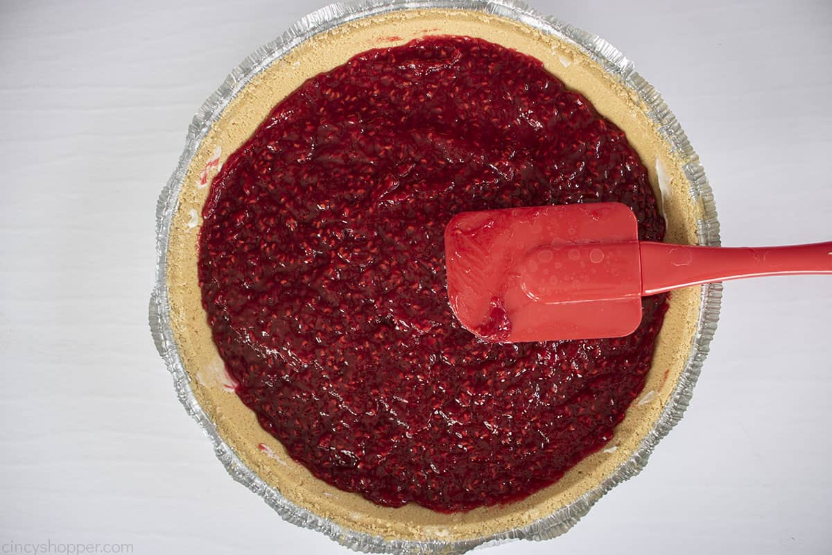 Raspberry pie filling added to the cream cheese mixture.