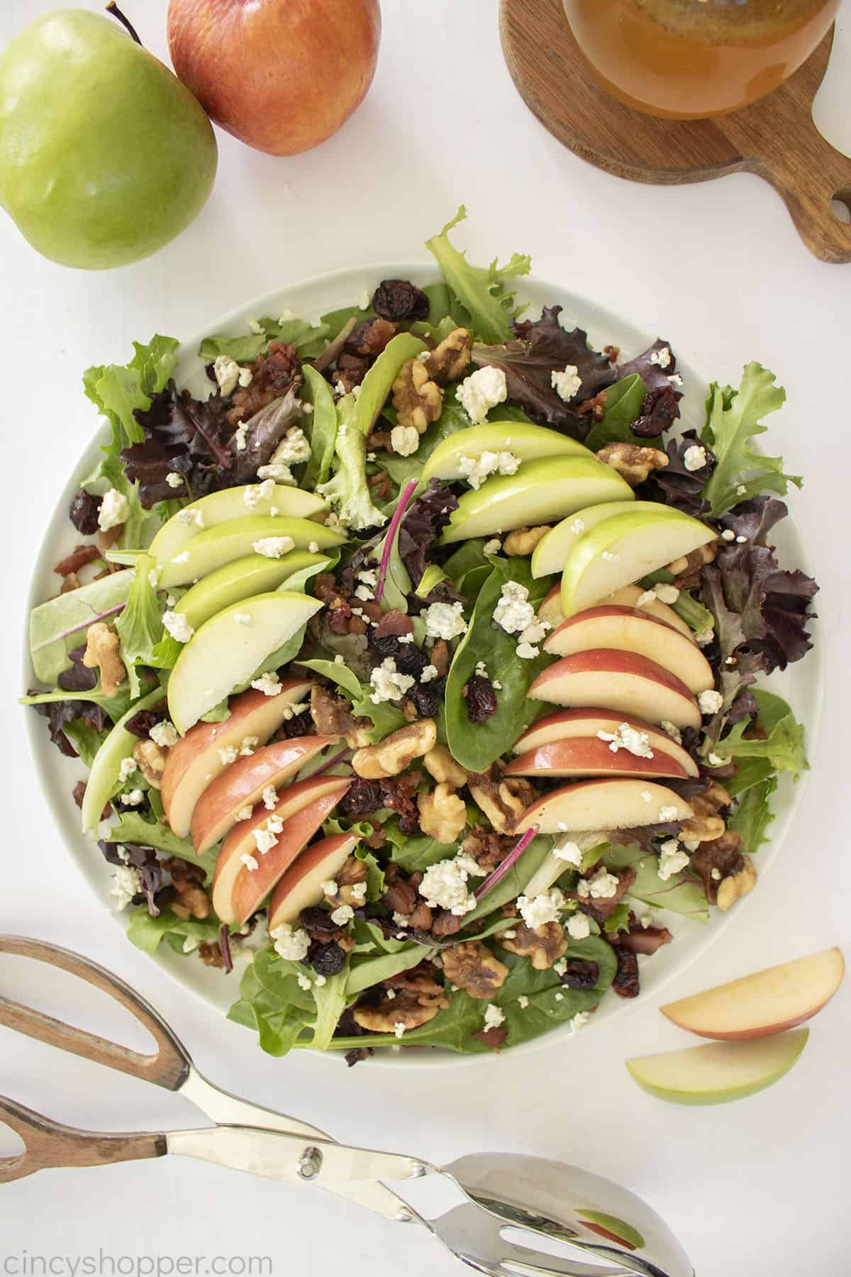 Apple Cranberry Salad on a white plate.
