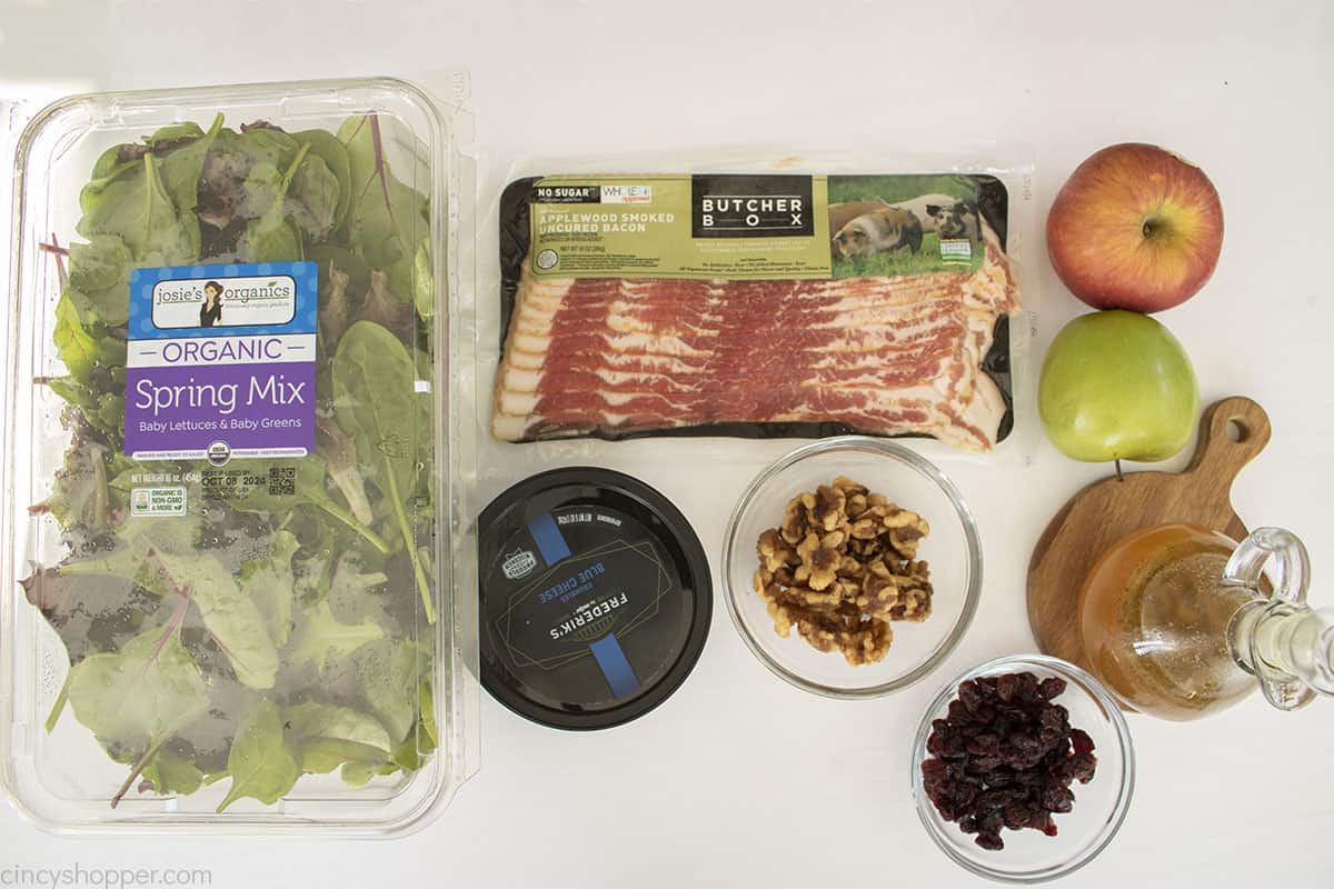 Apple Cranberry Salad Ingredients.
