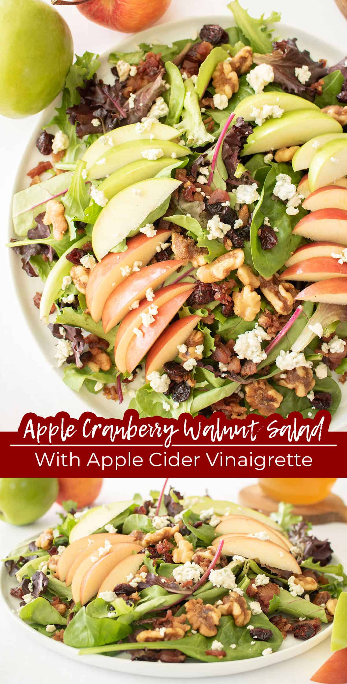 Long pin collage Green Salad with Apple Cider Vinaigrette