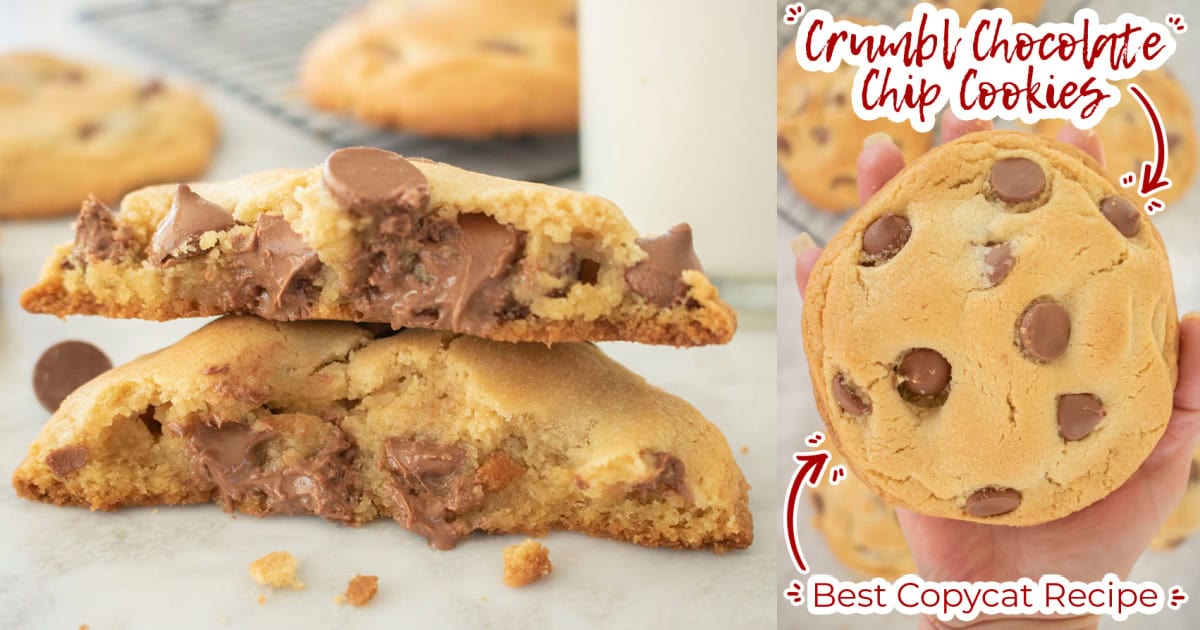 Colllage Text on image Crumbl Chocolate Chip Cookies Best Copycat Recipe