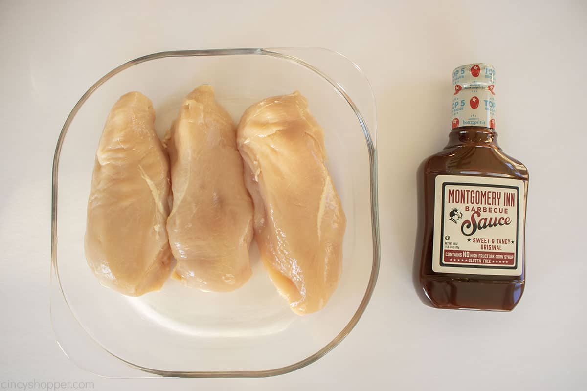 Ingredients for BBQ chicken in Crockpot.