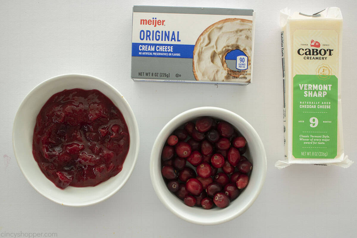Ingredients to make Cranberry Cream Cheese Dip