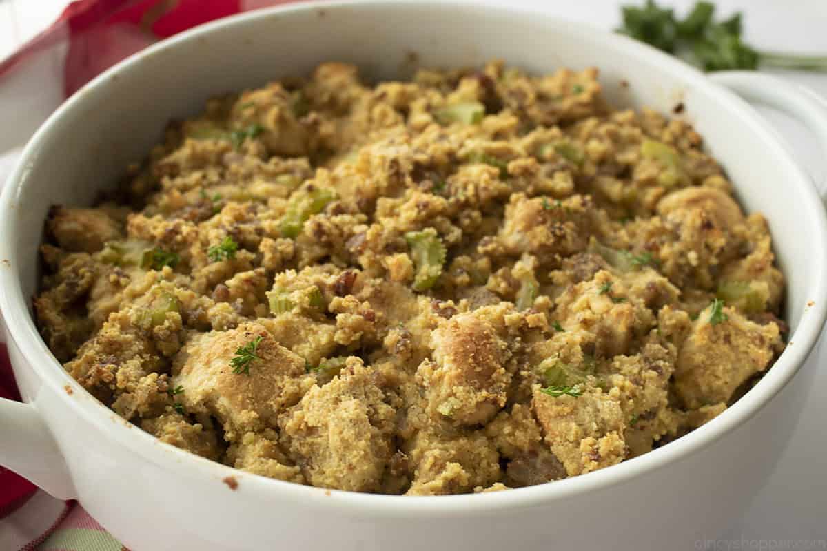 Closer image of Jiffy Cornbread dressing.