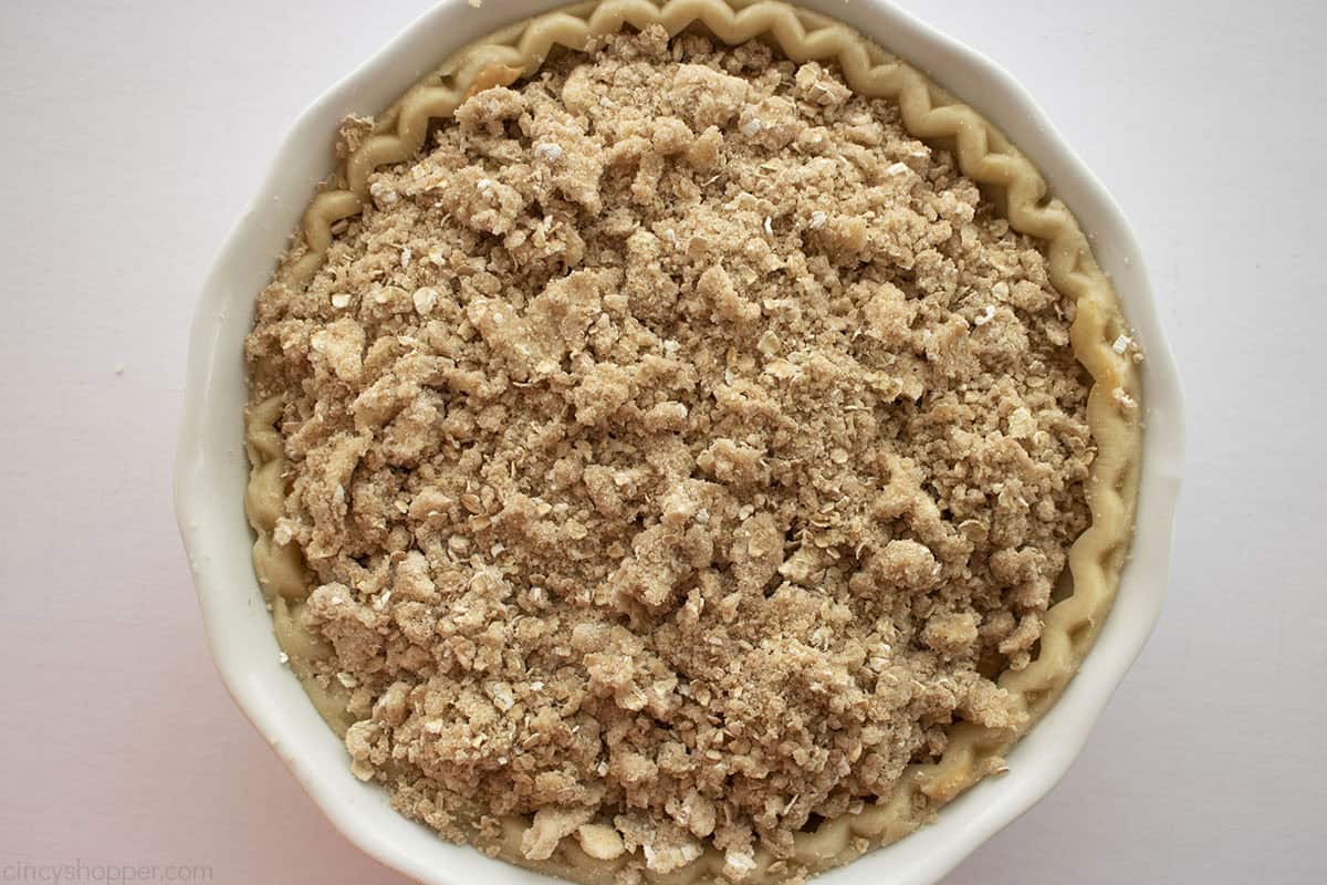Topping added to the top of pie.