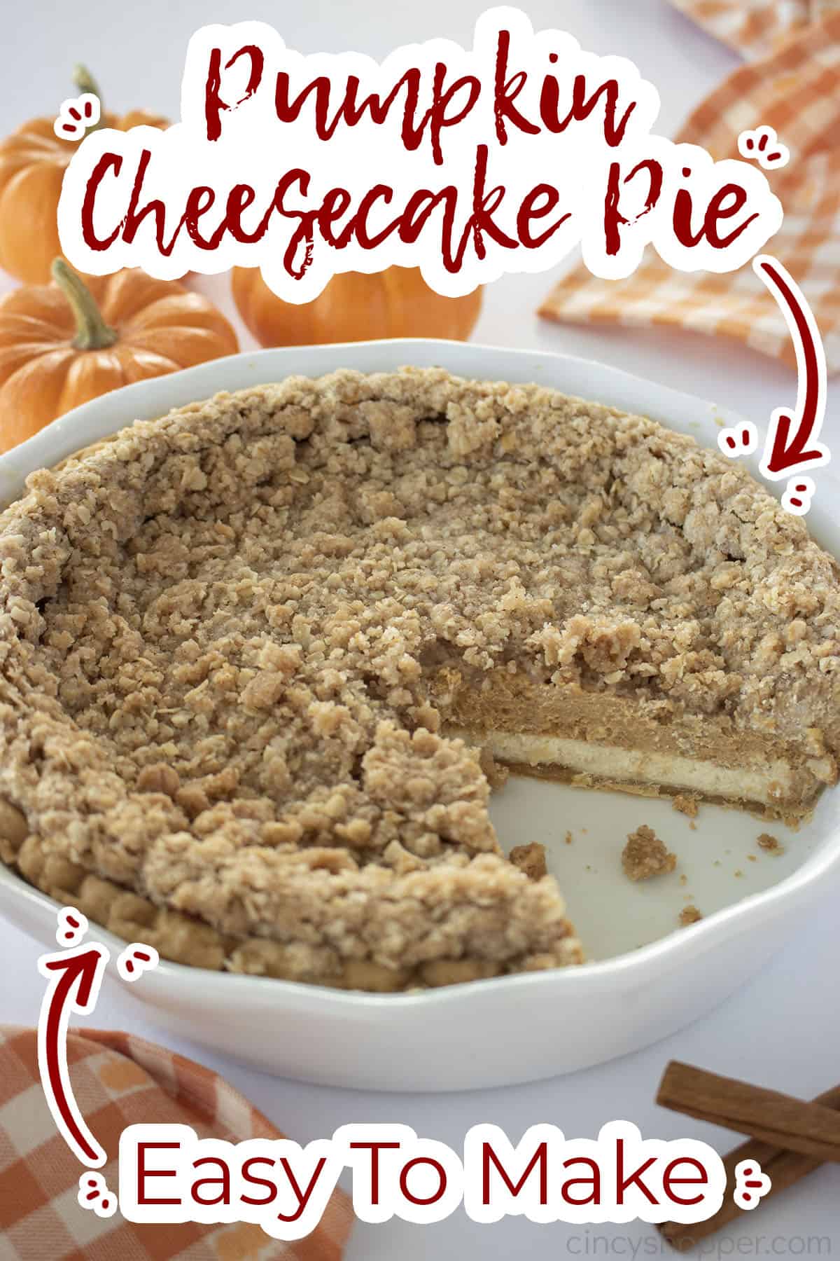 Whole Cheesecake Pumpkin Pie with text.