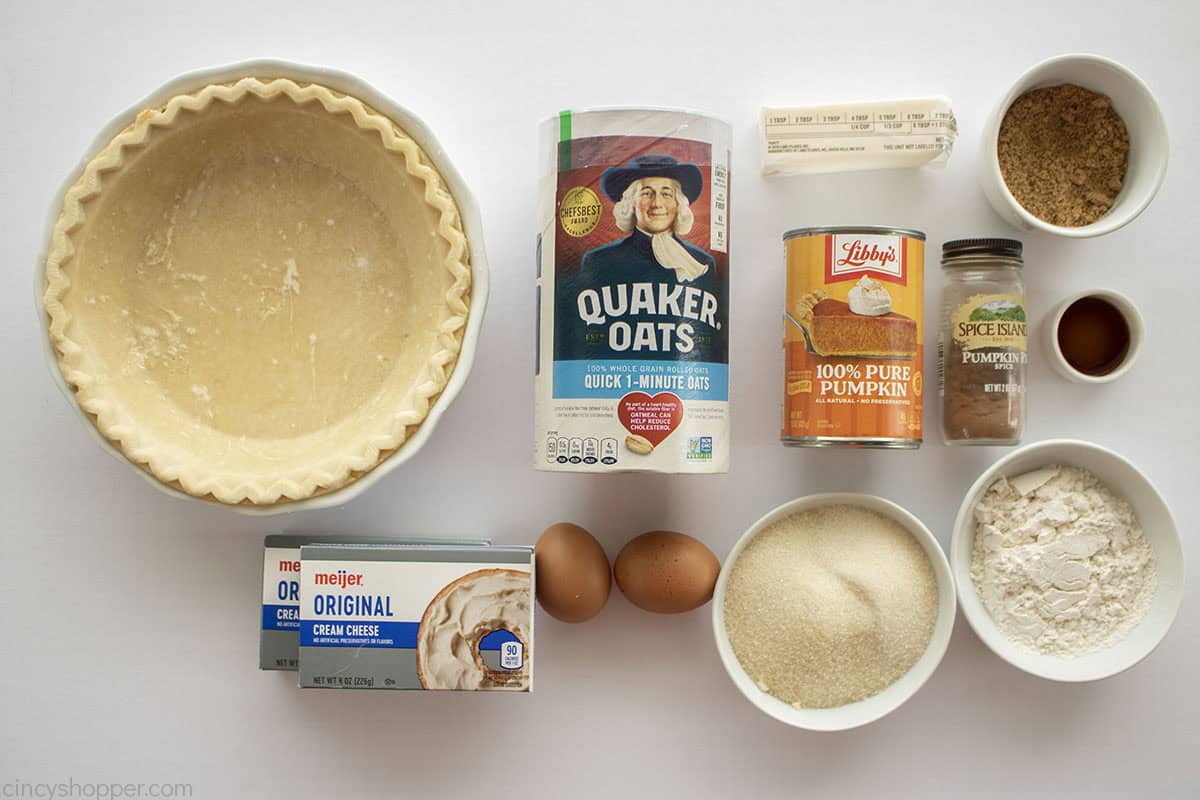 Ingredients to make Pumpkin Cheesecake Pie.