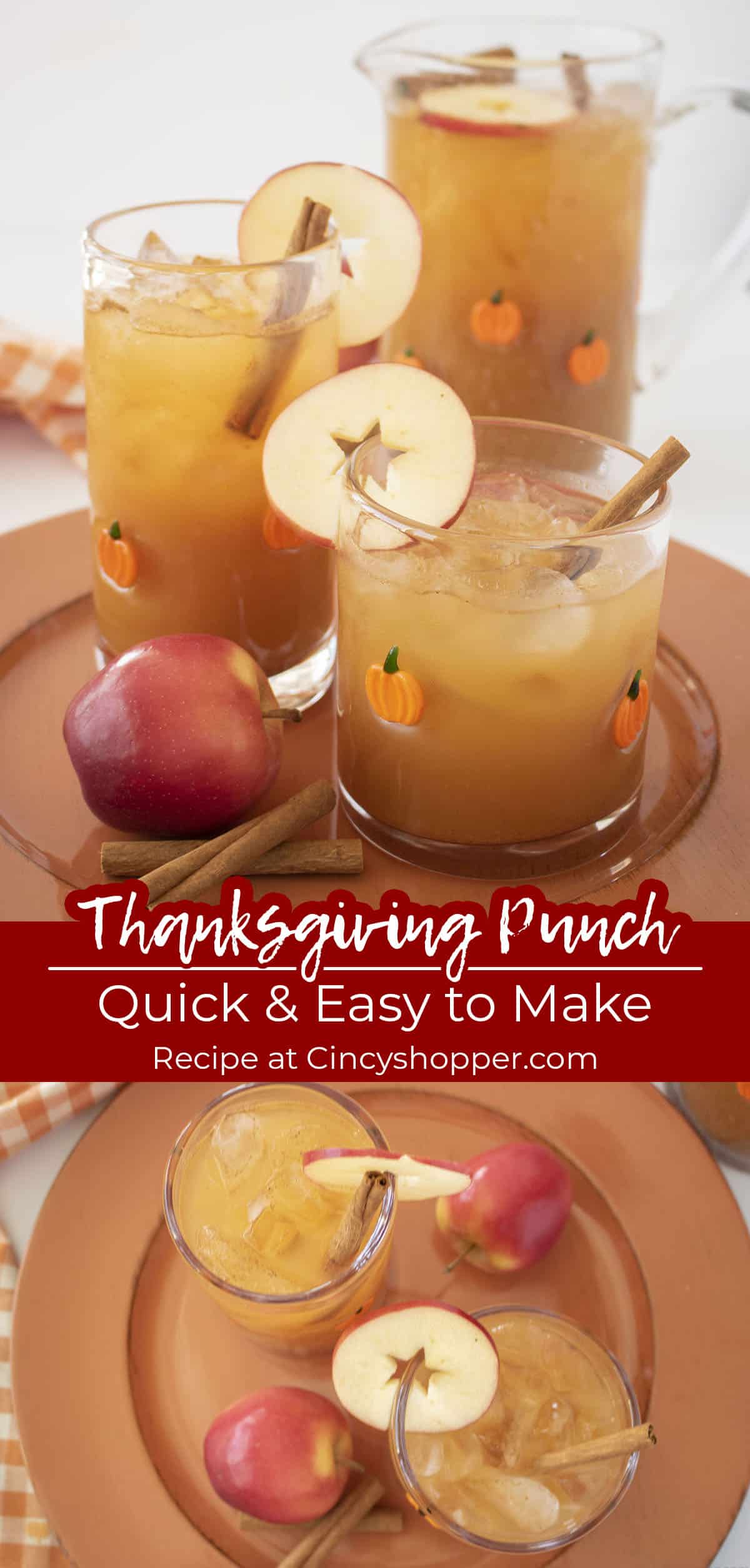 Long pin collage with Text Thanksgiving Punch Quick and Easy to make.