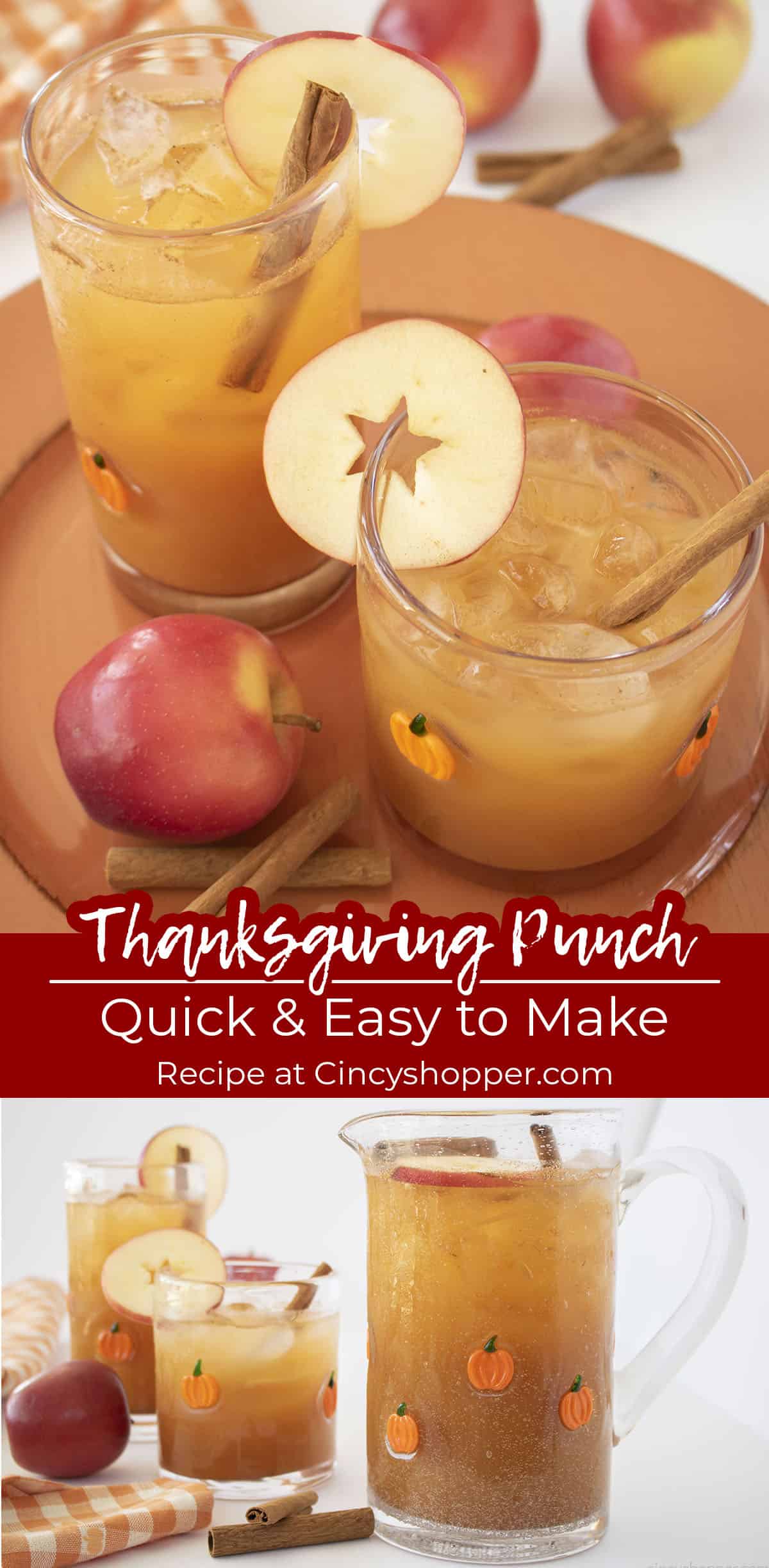 Long pin collage with Text Thanksgiving Punch Quick and Easy to make.
