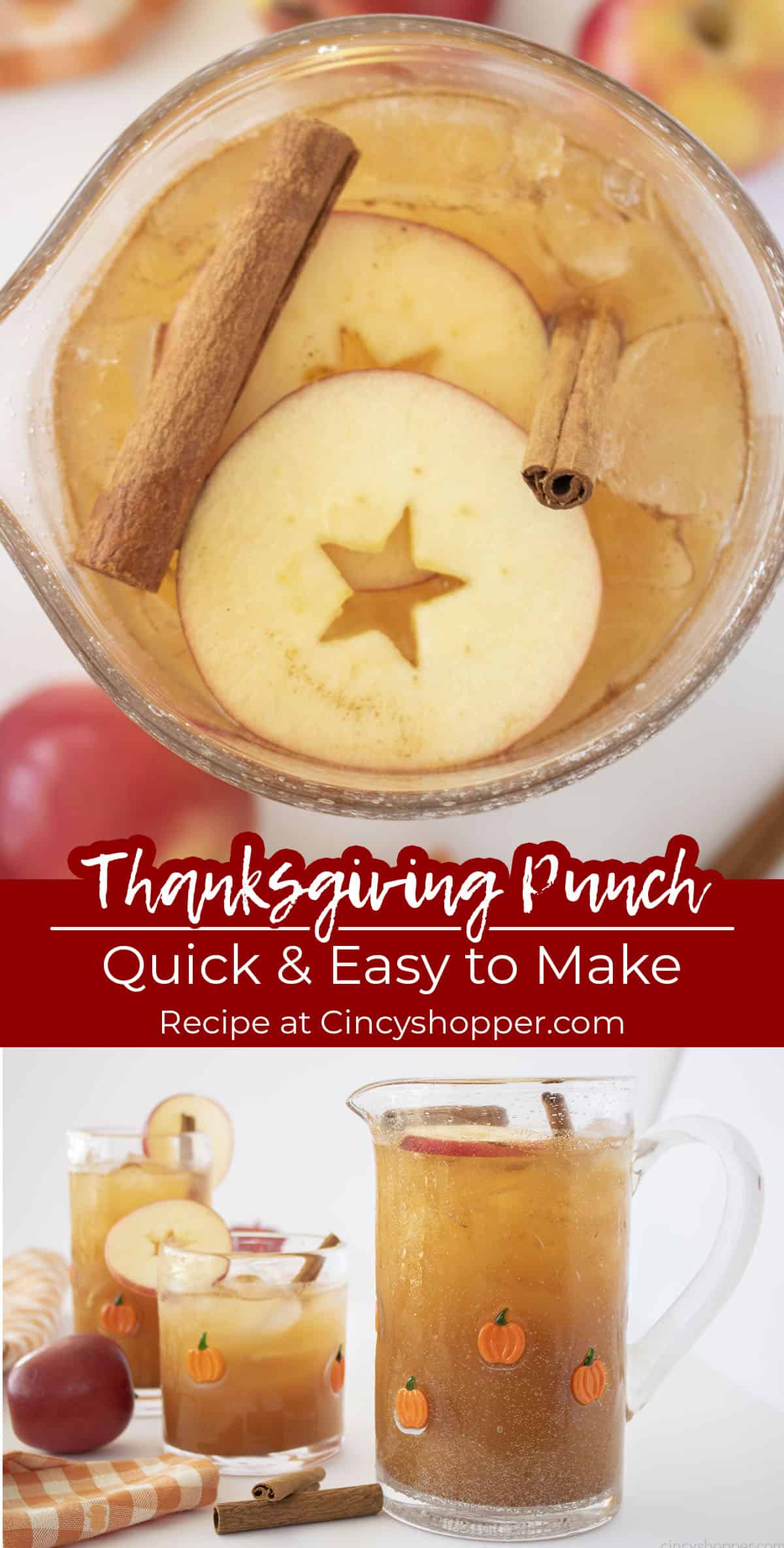 Long pin collage with Text Thanksgiving Punch Quick and Easy to make.