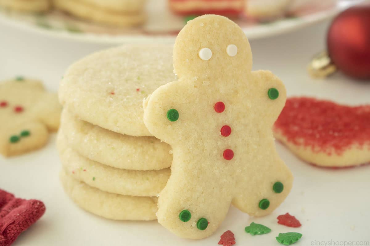 Cutout sugar cookies with 3 Ingredient dough gingerbread man
