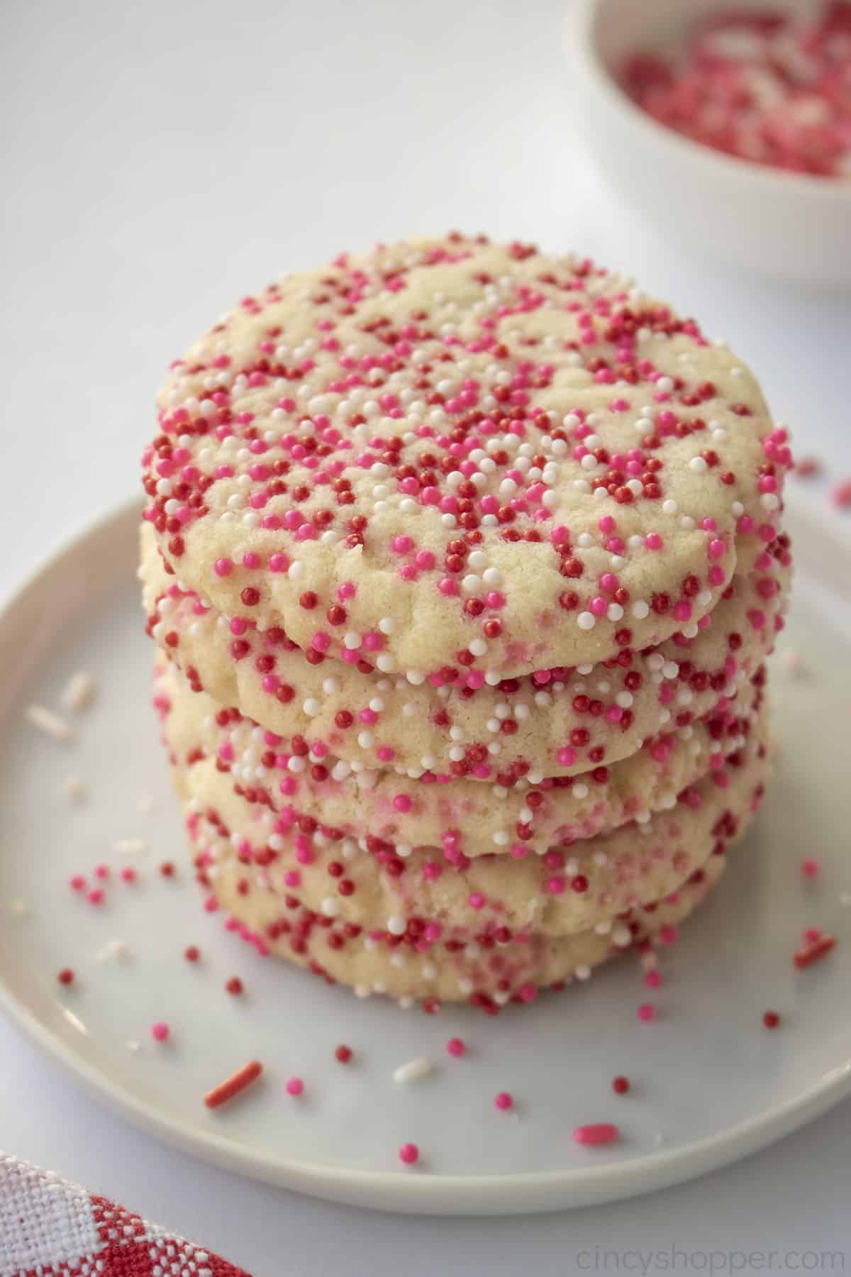 Easy sugar cookies with 3 ingredients plus sprinkles.