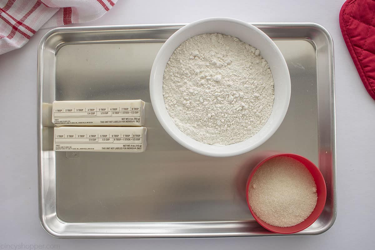 3 Ingredient Sugar cookie ingredients.