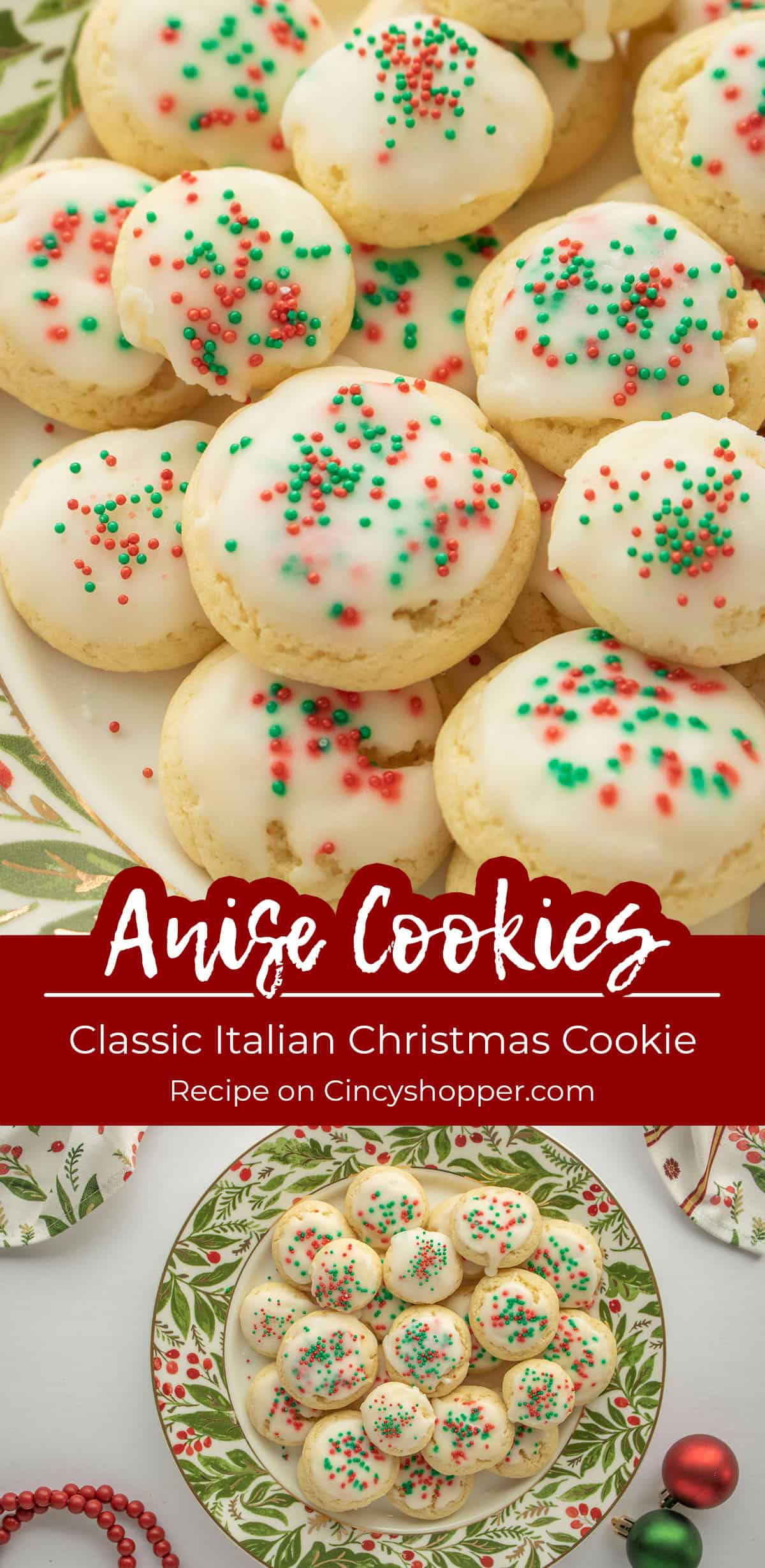Long pin collage Anise Cookies Text on image Classic Italian Christmas Cookie.
