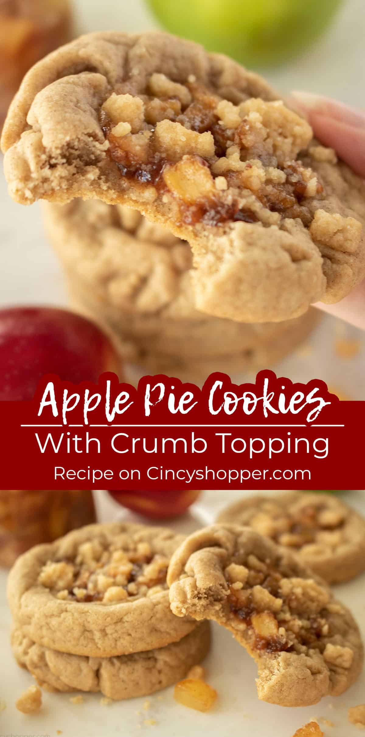 Long pin collage Apple Pie Cookies with crumb topping