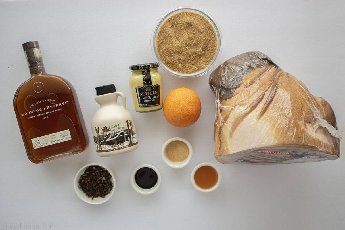 Ingredients to make Bourbon Glazed Ham.