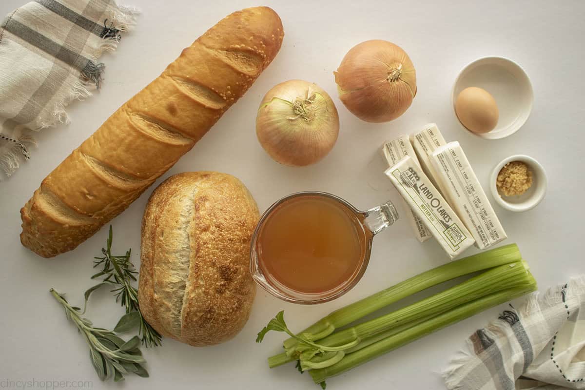 Ingredients to make Butter and Herb Stuffing