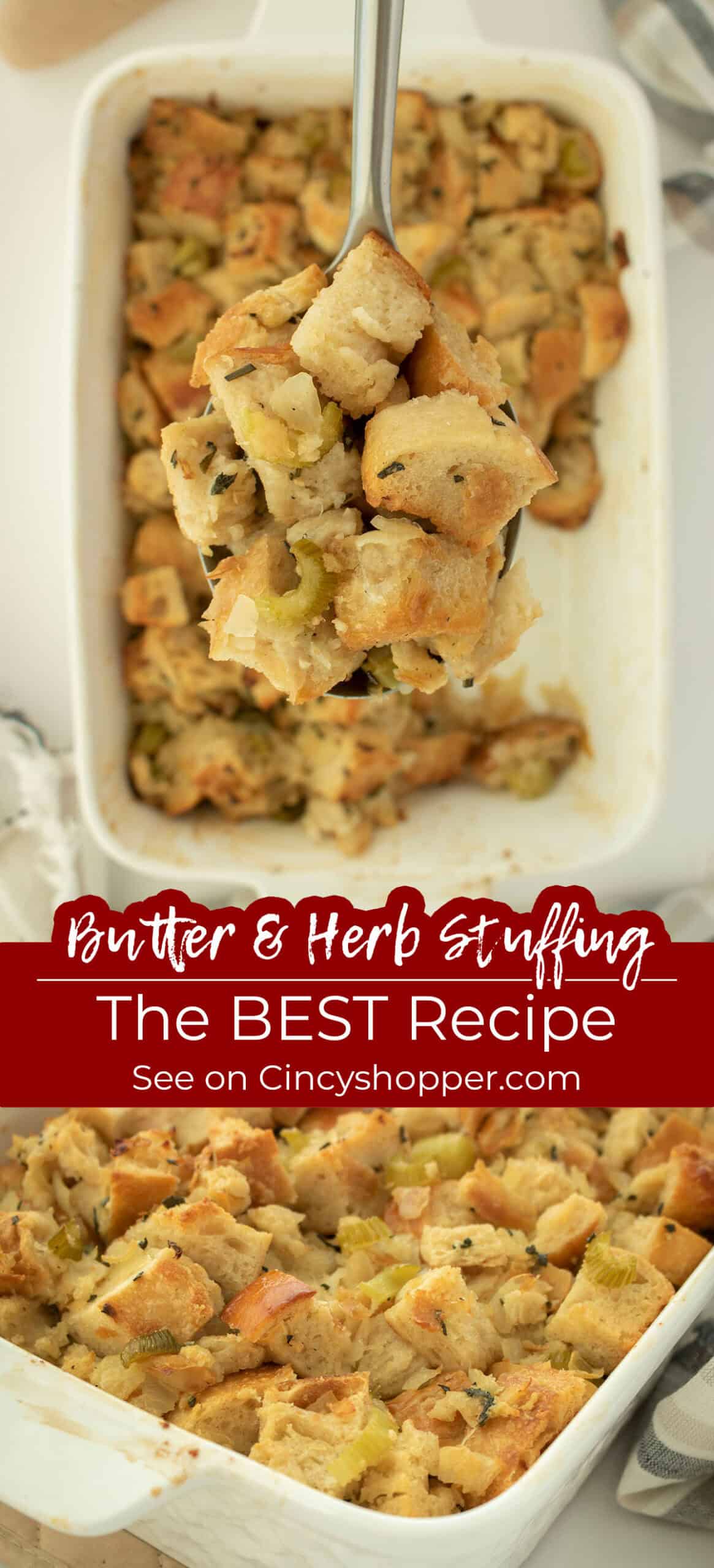 Long Pin collage Butter & Herb stuffing with "The Best Recipe"