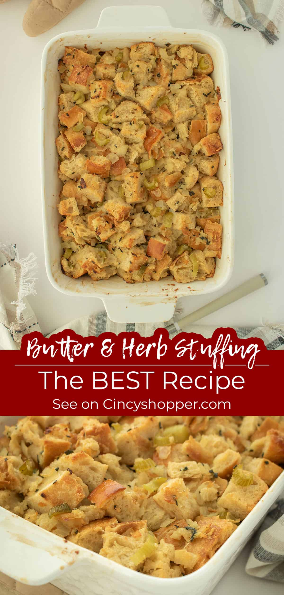 Long Pin collage Butter & Herb stuffing with "The Best Recipe"