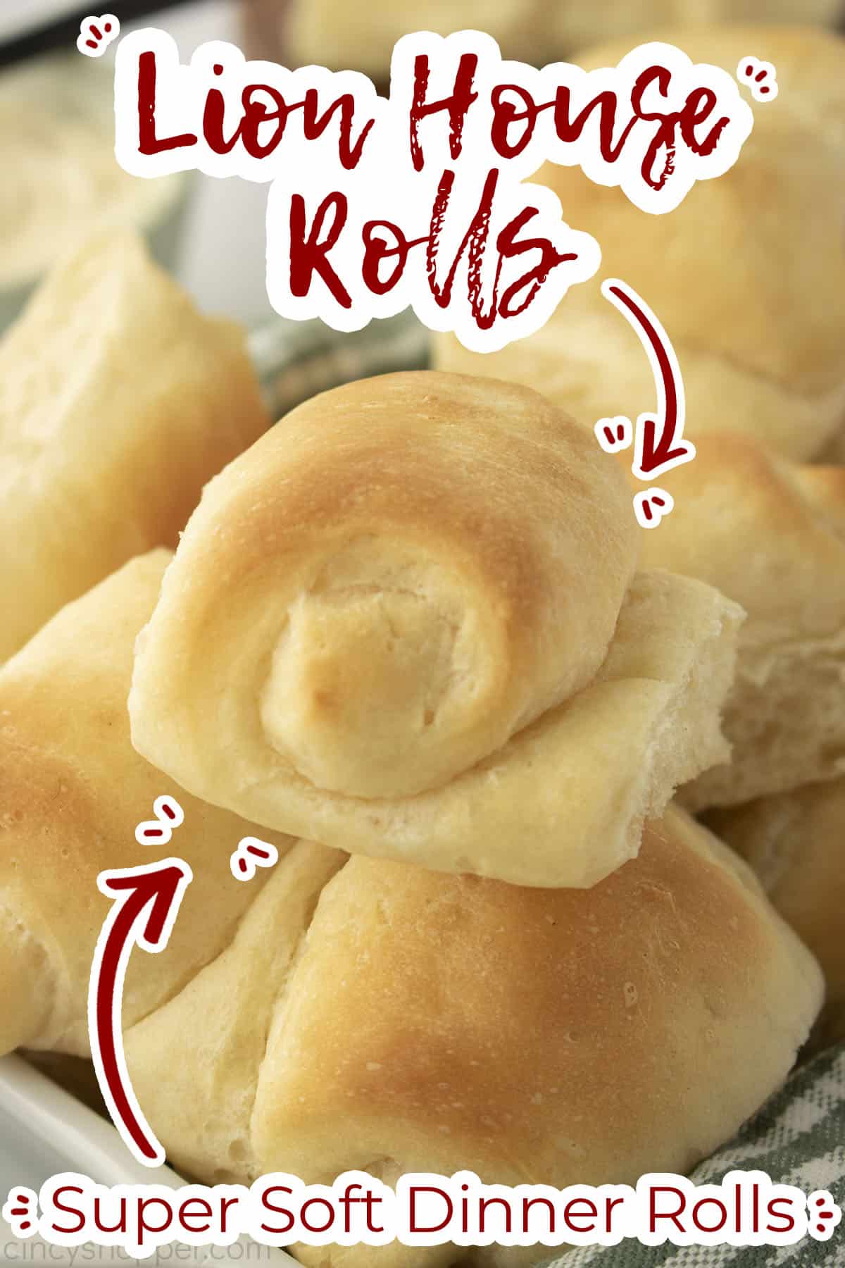 Lion House Rolls with text on image Super Soft Dinner Rolls.