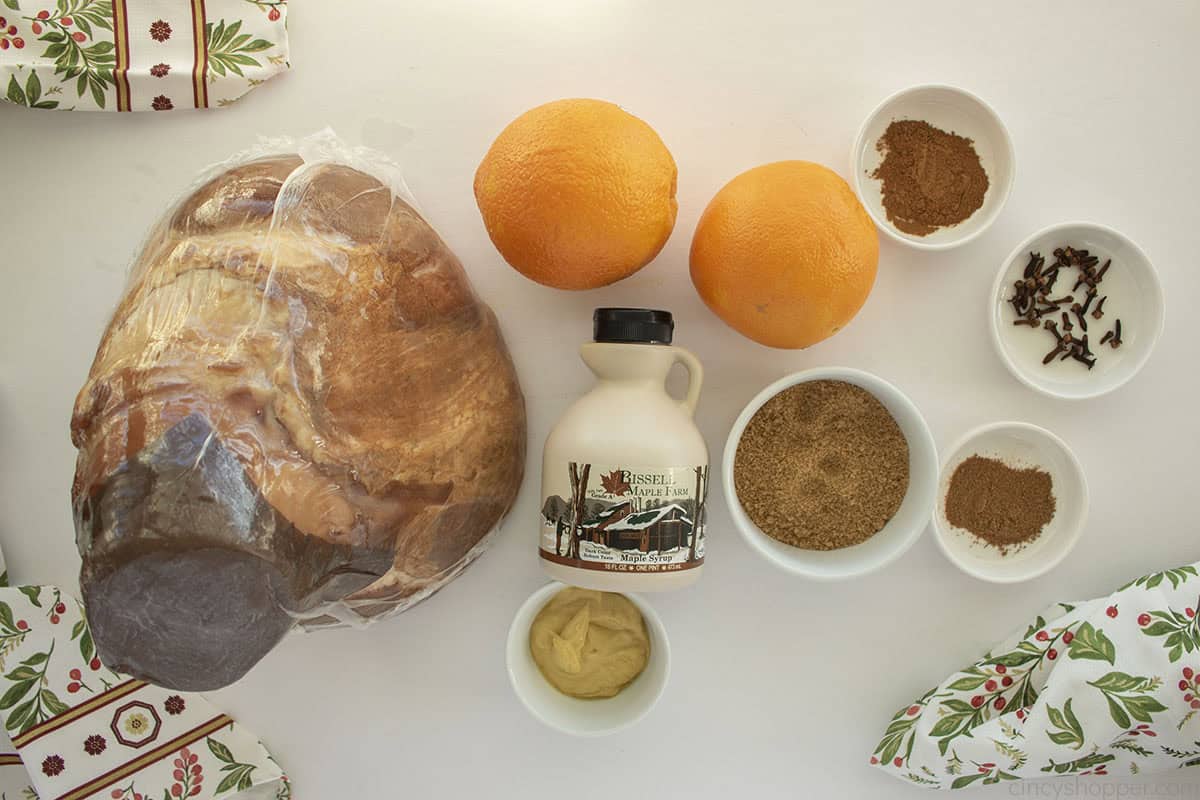 Ingredients to make Maple Glazed Ham