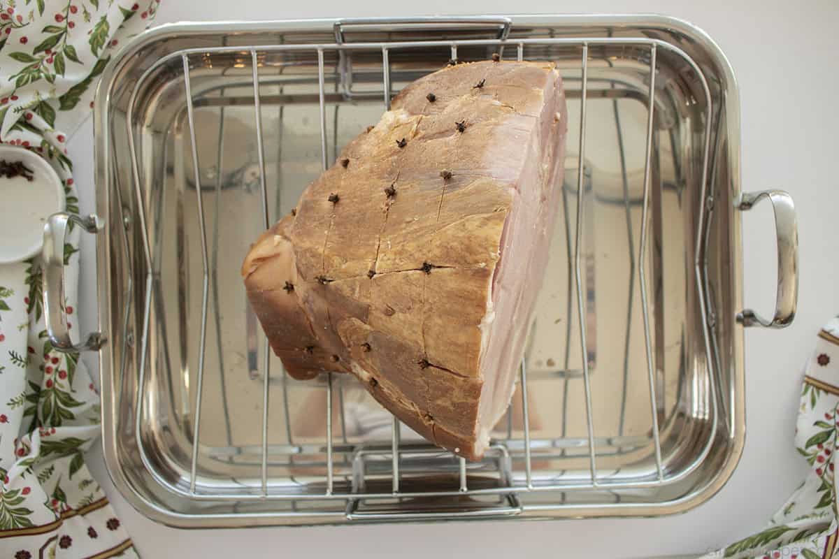 Cloves added to uncooked ham.