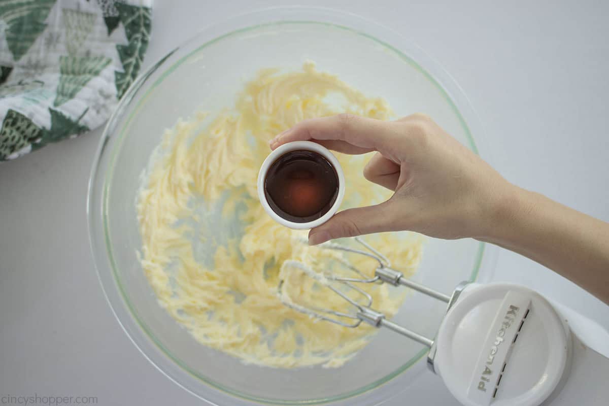 Vanilla added to butter sugar mixture.