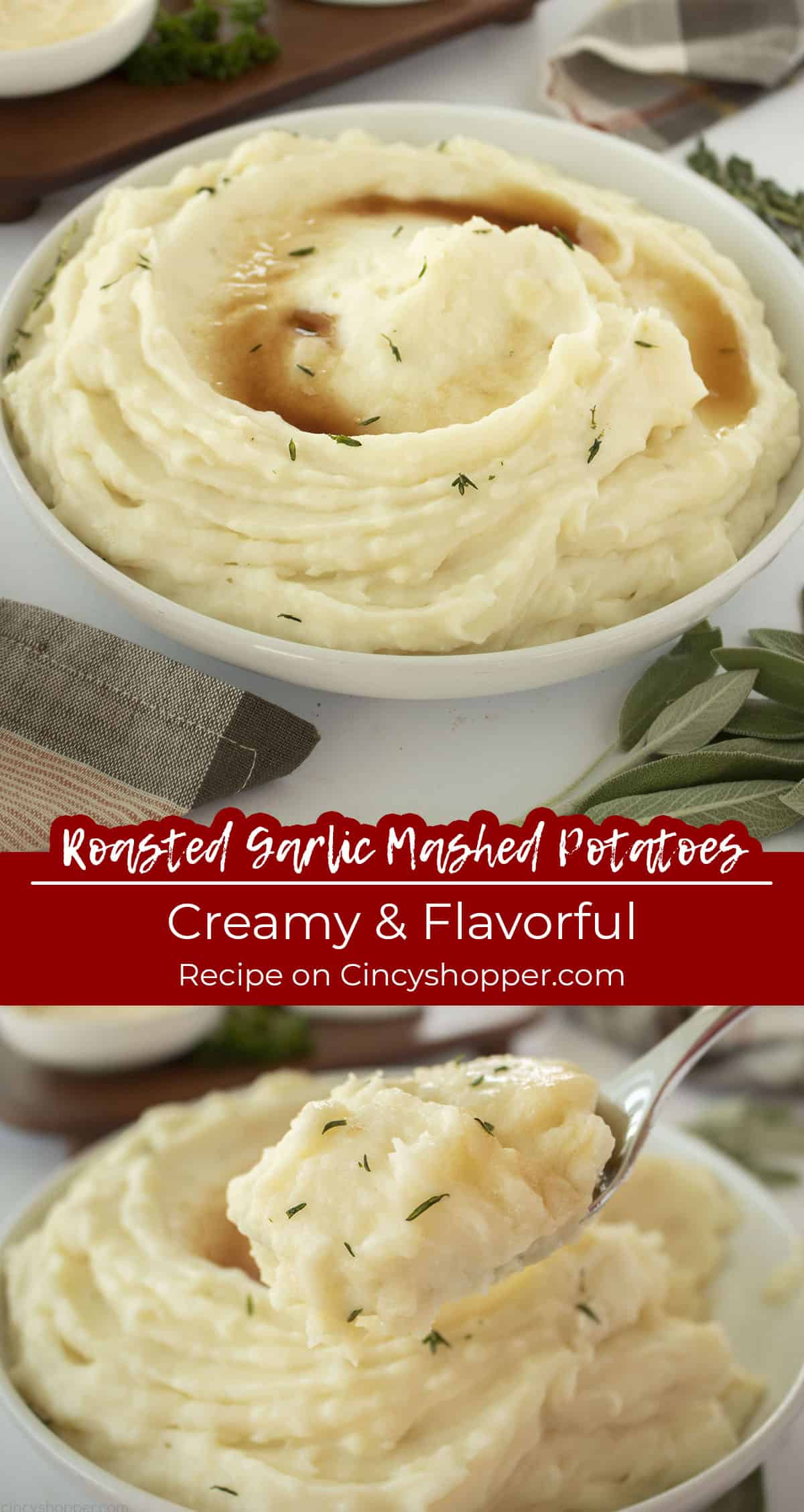 Long pin collage with text on image Creamy and Flavorful