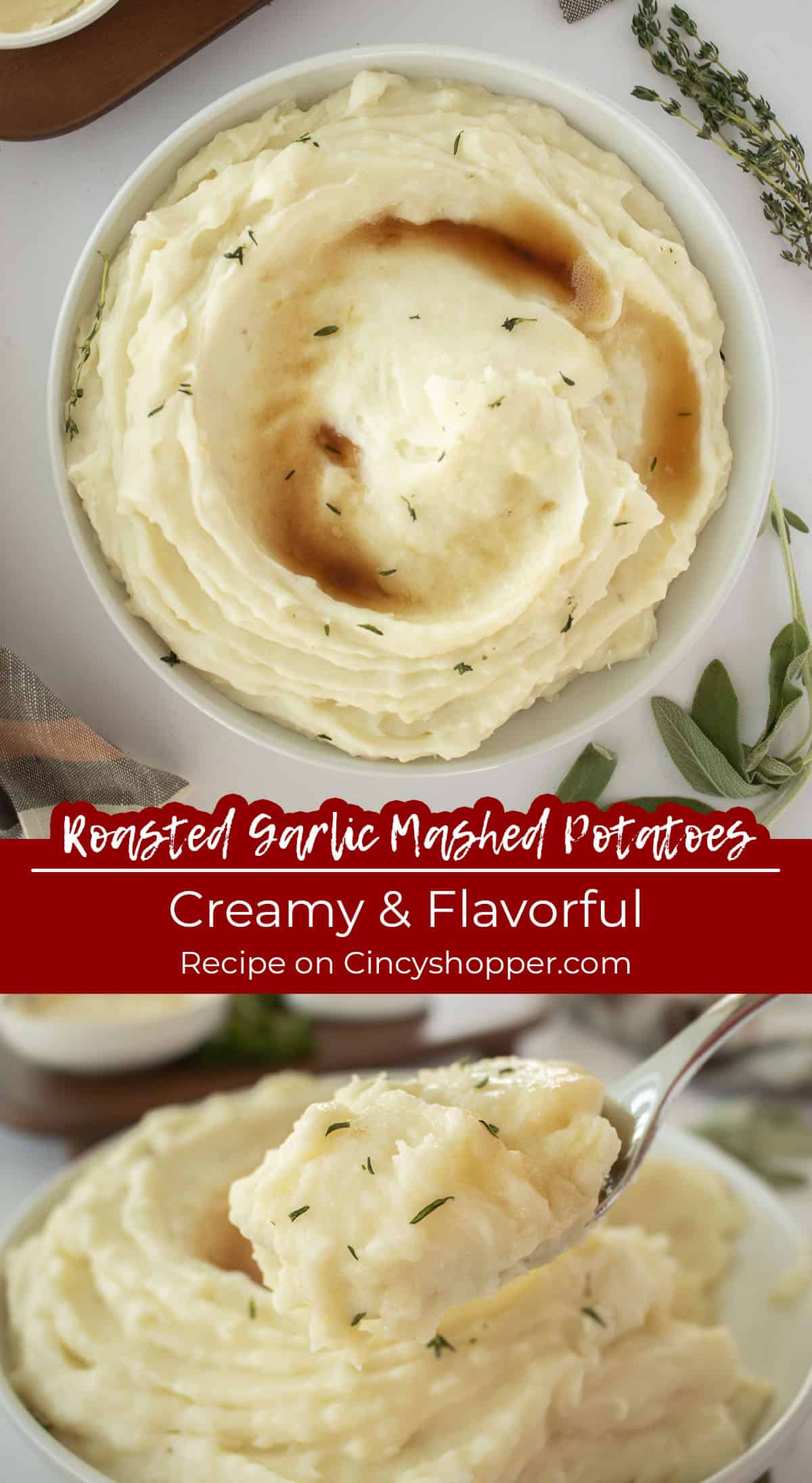 Long pin collage with text on image Creamy and Flavorful