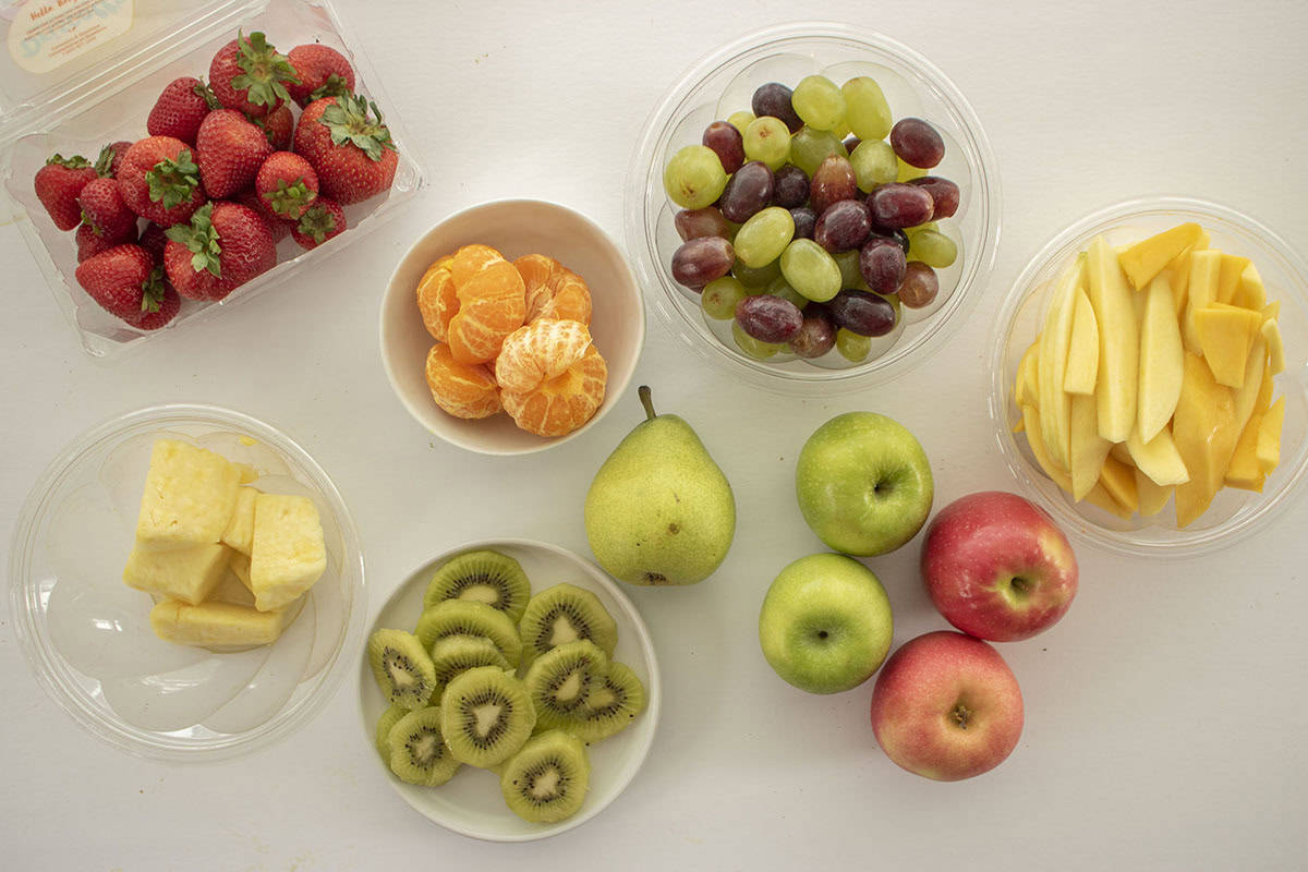 Ingredients to make Thanksgiving Fruit Tray.