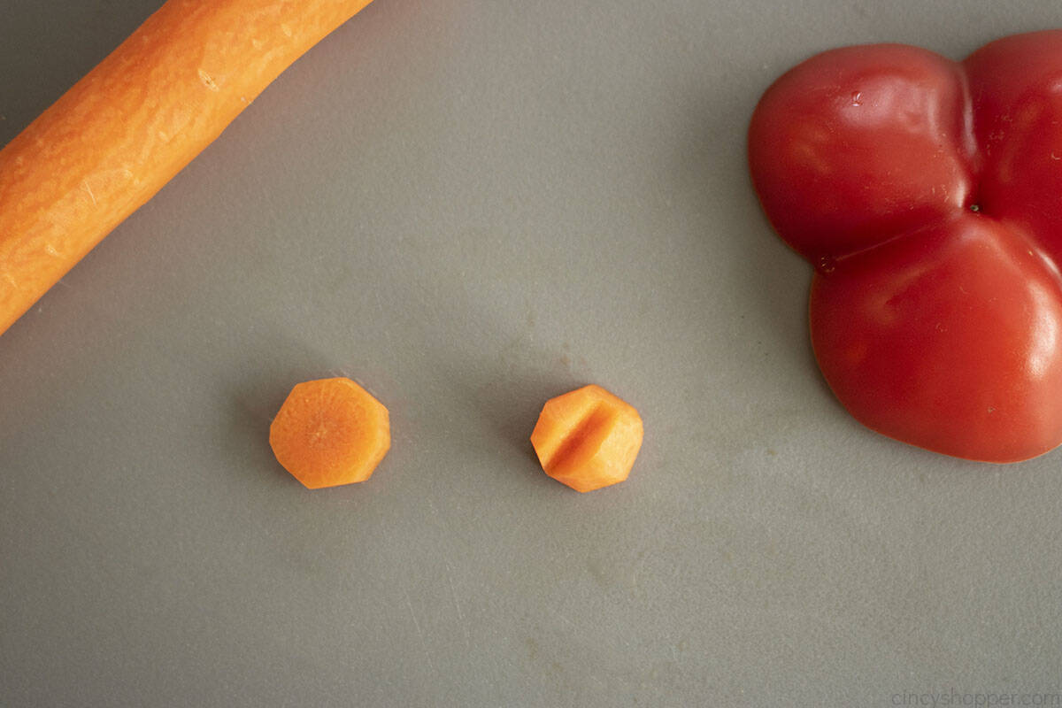 Turkey Beak cut from a carrot stick.