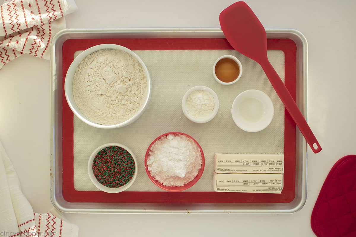 Ingredients to make Whipped Shortbread Cookies.