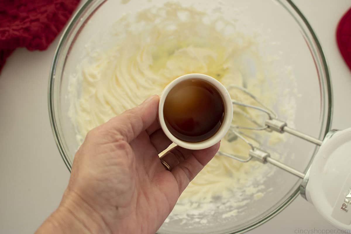 Vanilla and almond extract added to cookie dough.