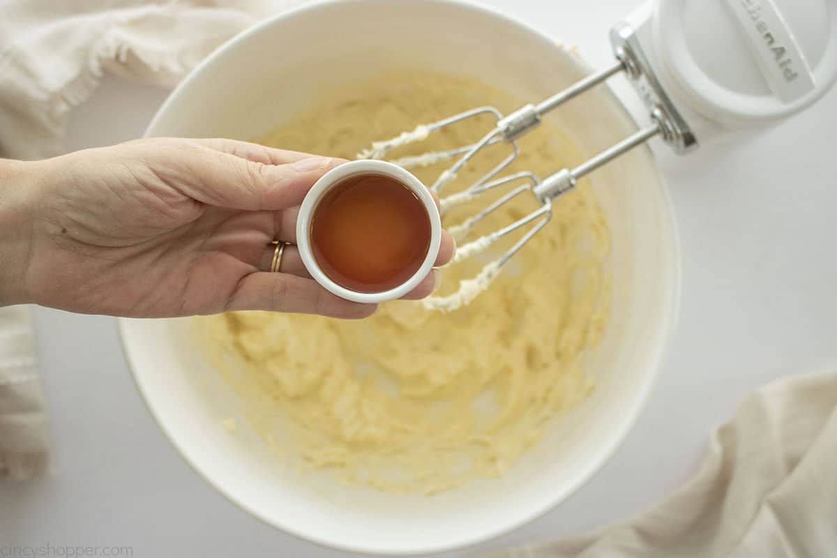 Vanilla added to cutter egg mixture.