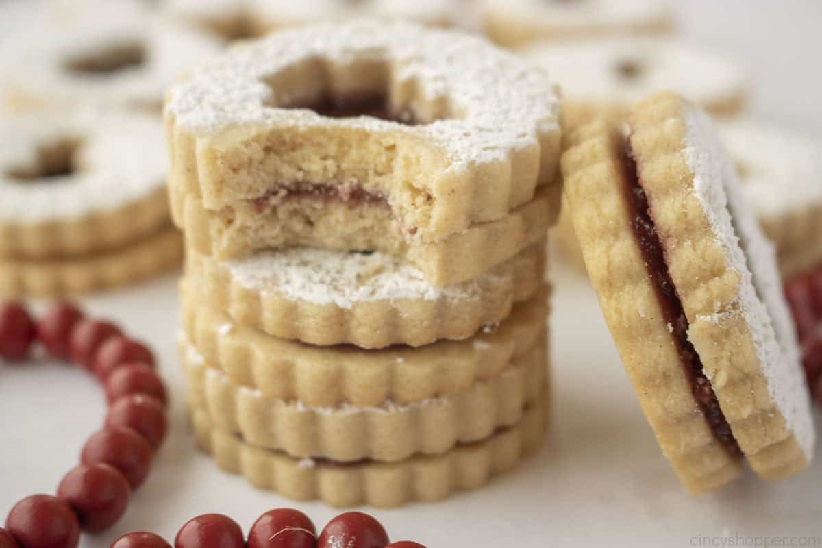 Horizontal shot of Linzer cookie.