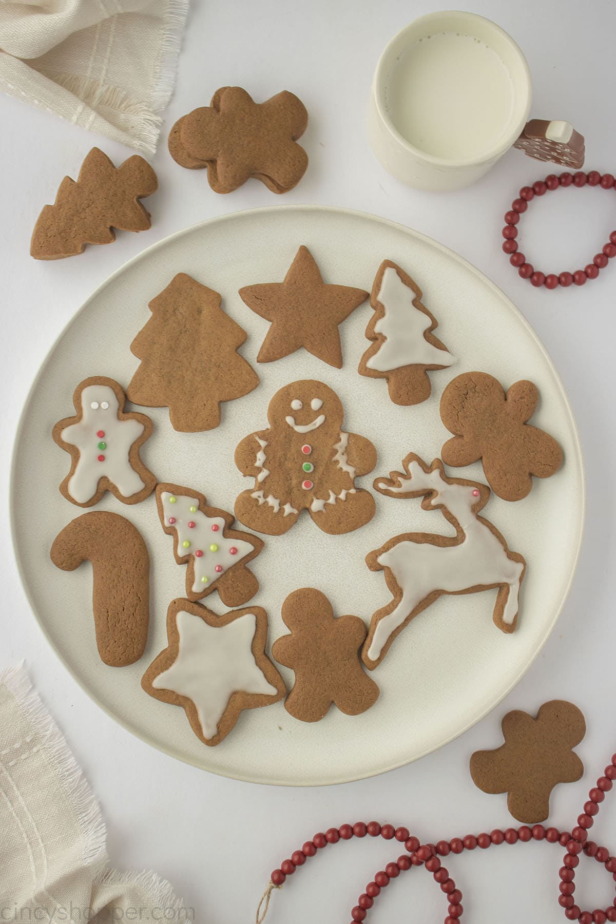 Soft Gingerbread Cookies in cut-outs on a plate.