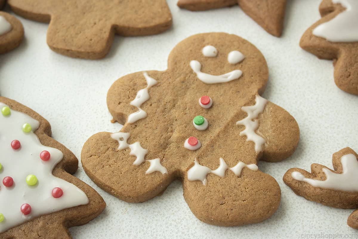 Decorated soft gingerbread man cookie