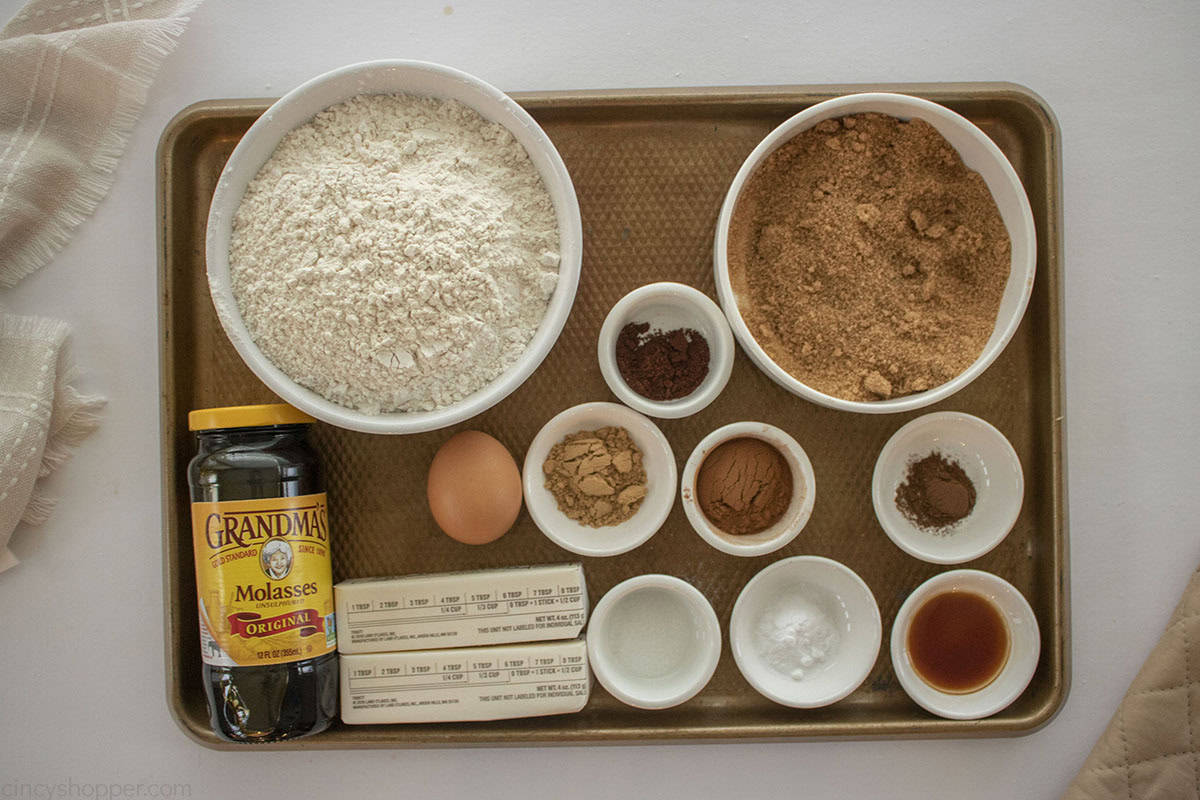 Soft Gingerbread cookie ingredients.