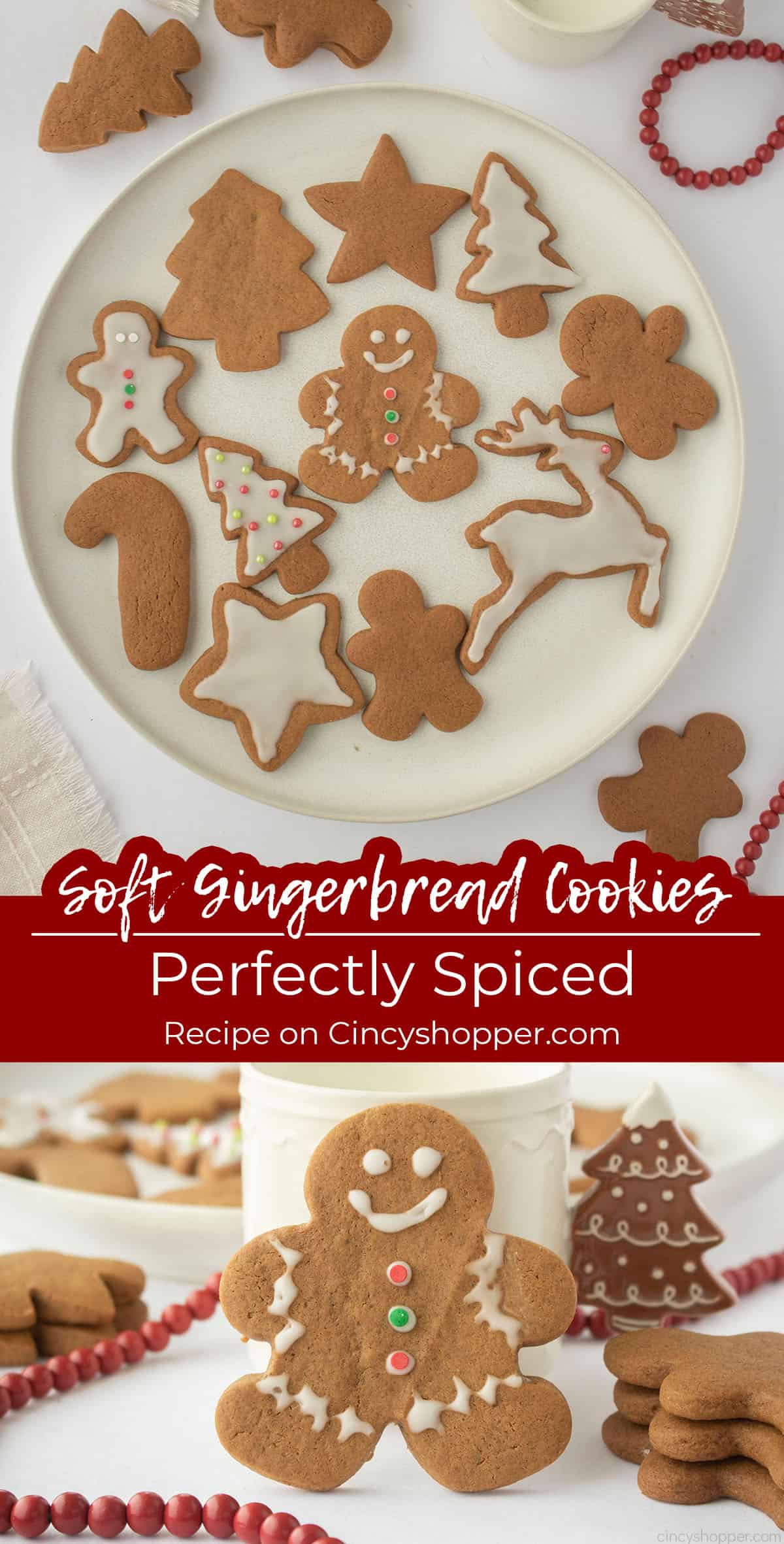 Long pin collage with text on image Soft Gingerbread Cookies Perfectly spiced