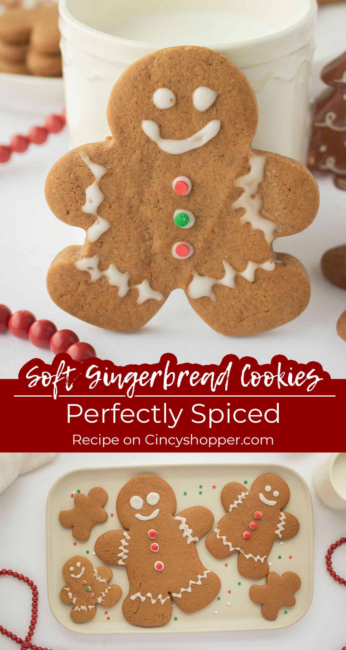 Long pin collage with text on image Soft Gingerbread Cookies Perfectly spiced