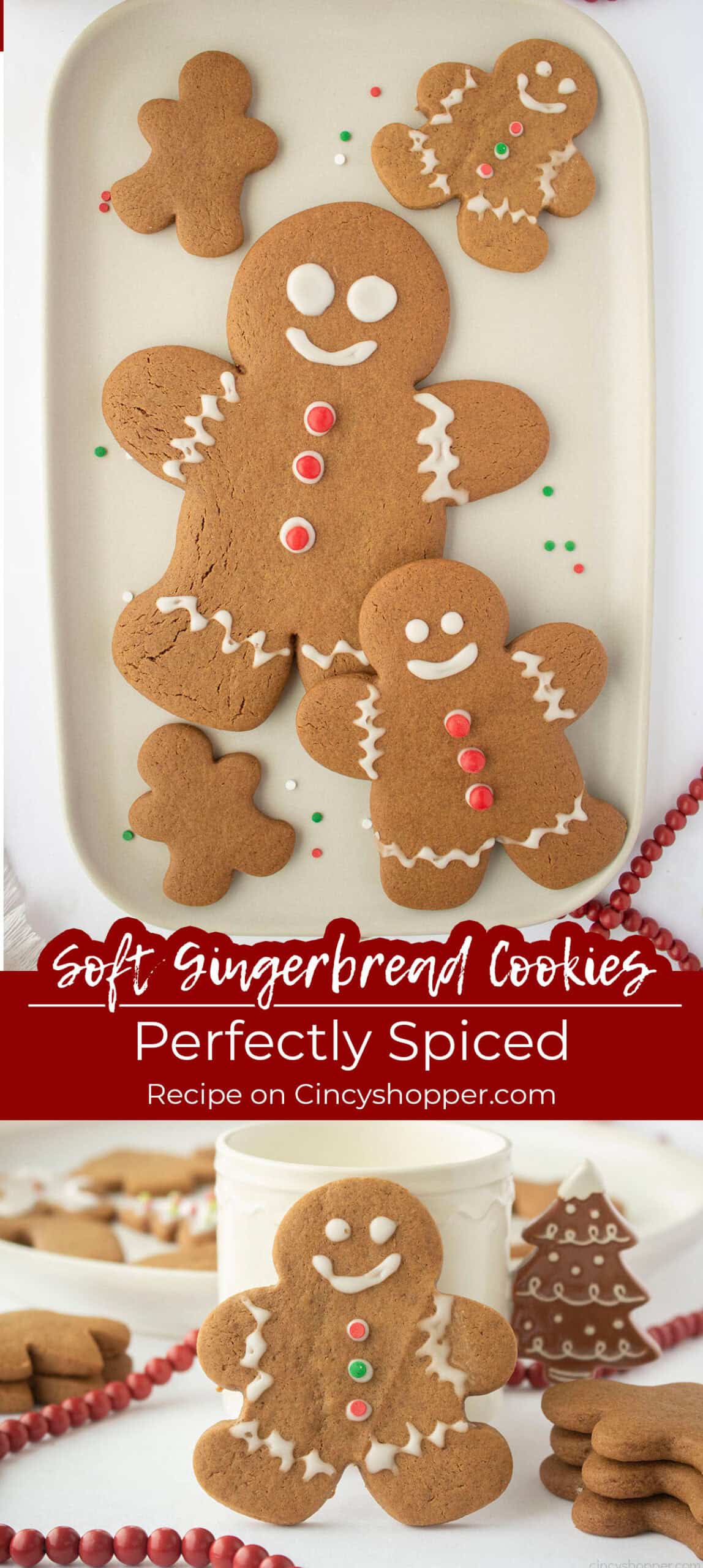 Long pin collage with text on image Soft Gingerbread Cookies Perfectly spiced