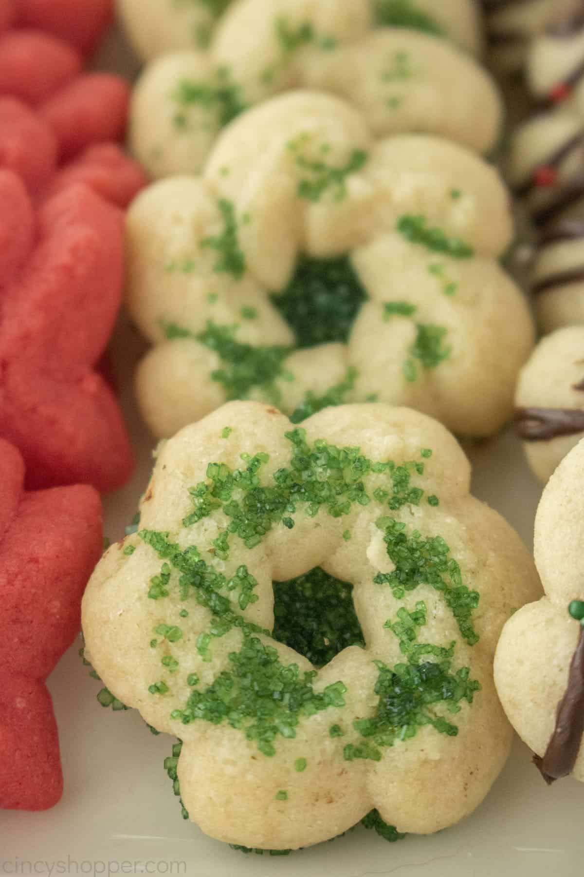 Closeup of Spritz cookie.