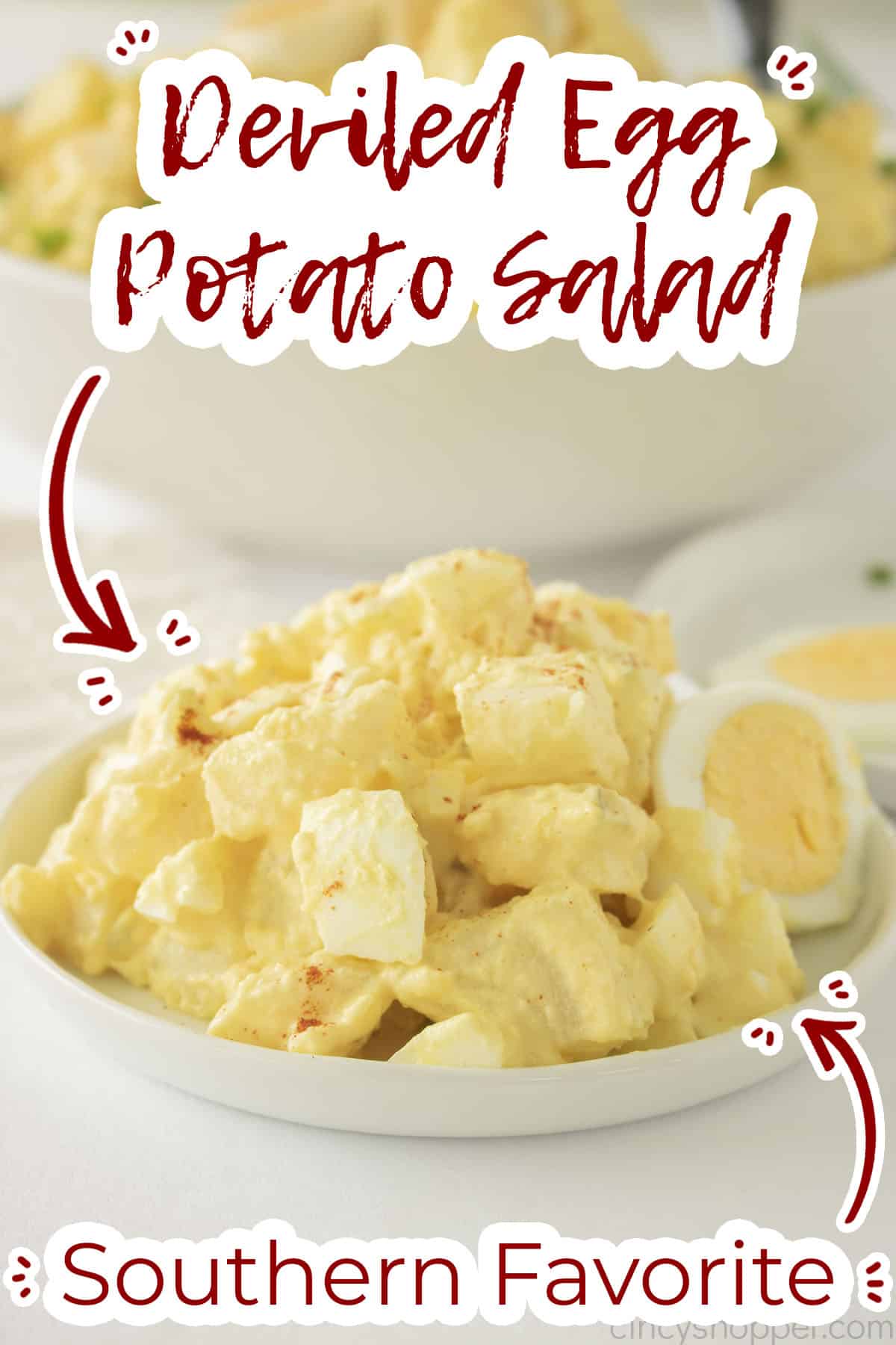 Deviled Egg Potato Salad text on image "Southern Favorite"