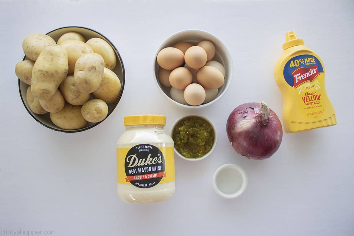 Deviled Egg Potato Salad ingredients.
