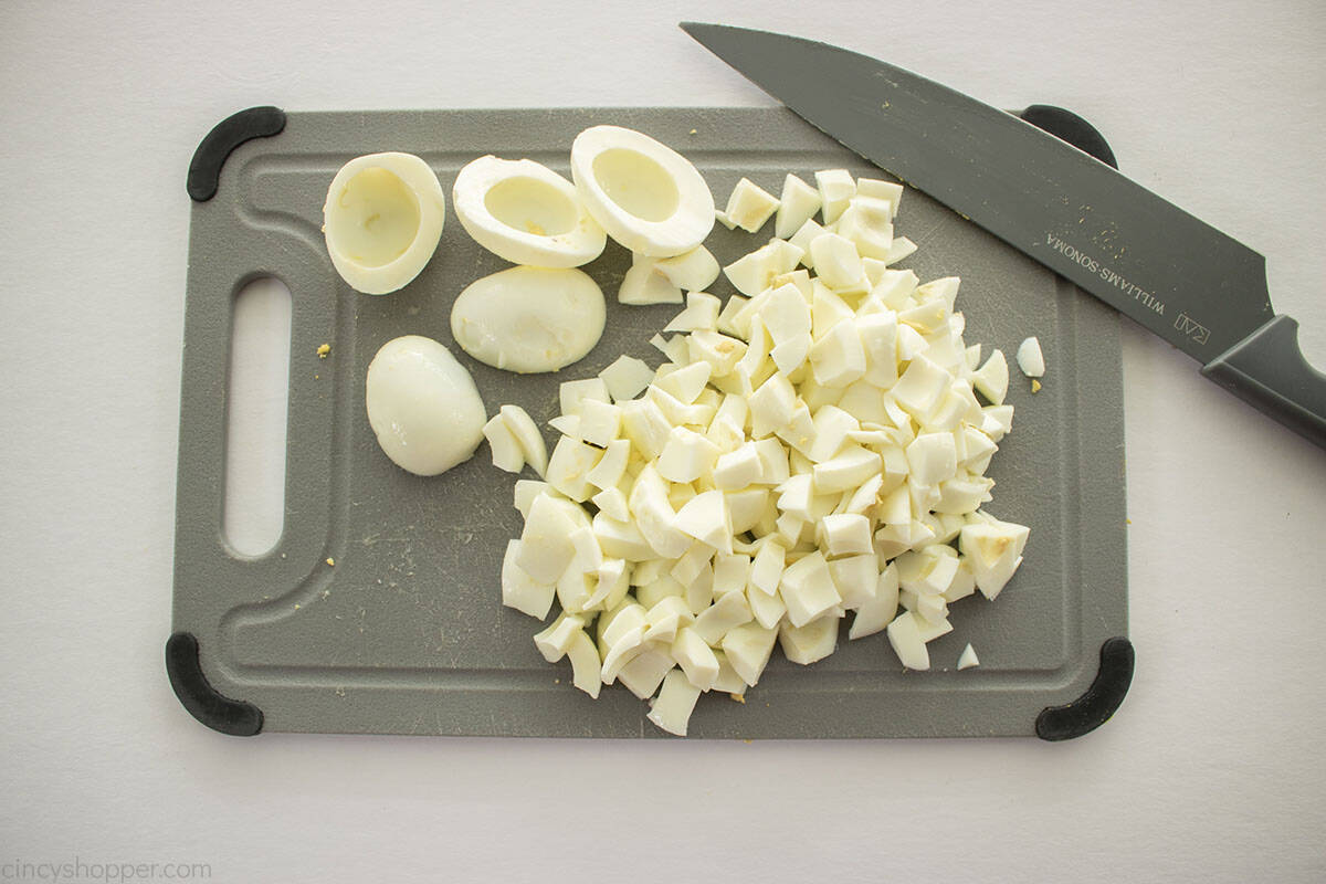 Diced boiled egg.