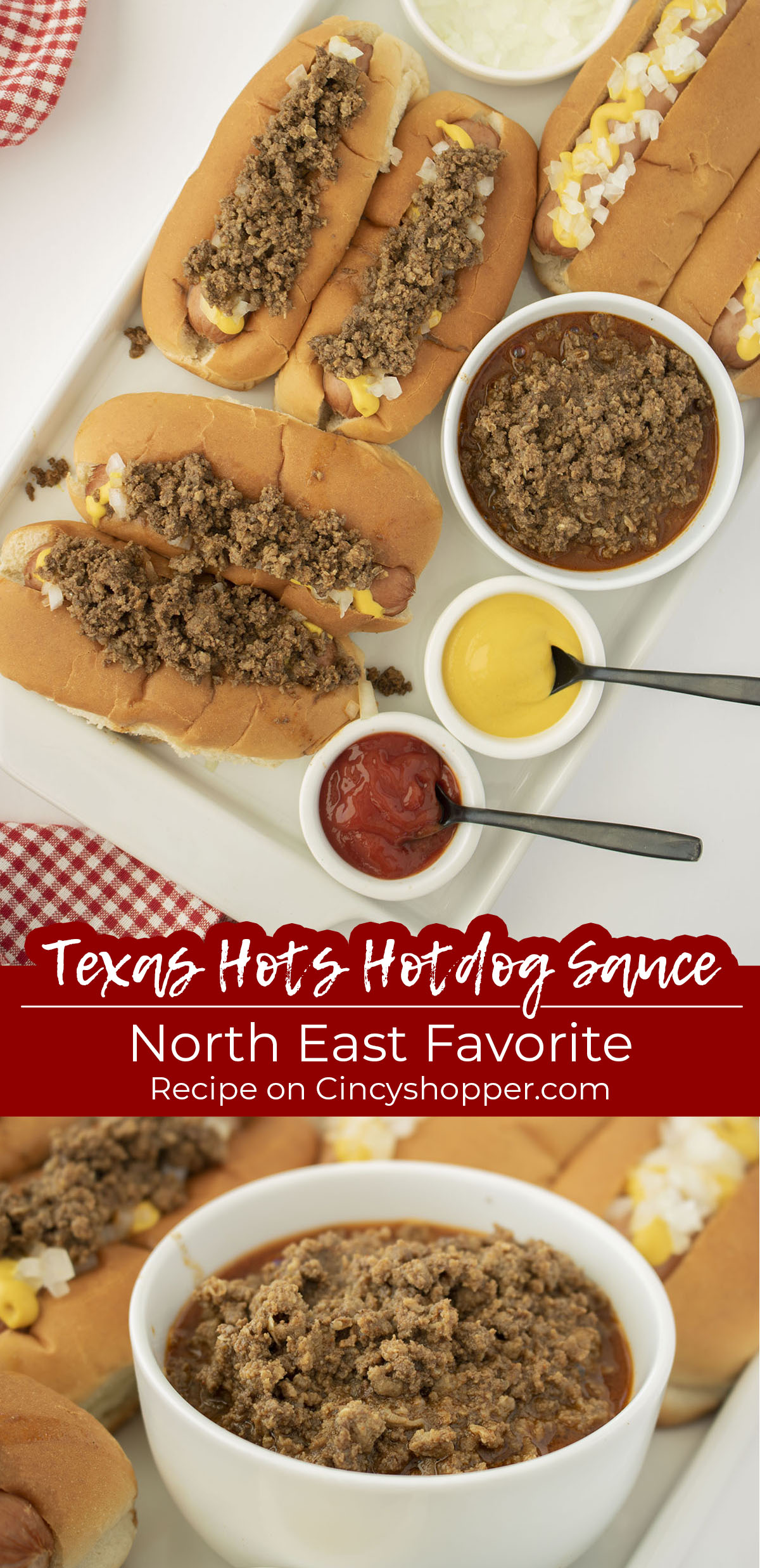 Long pin collage of Texas Hot Meat Sauce