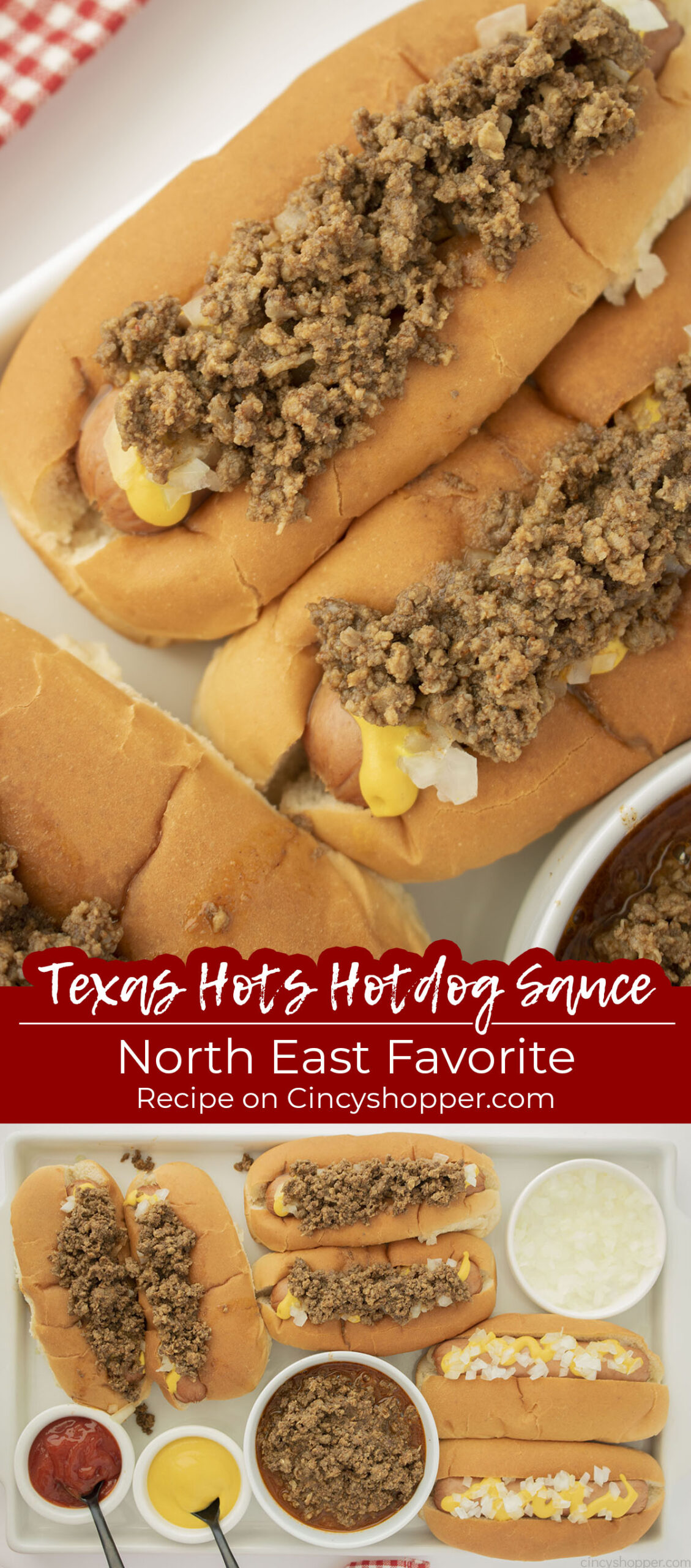 Long pin collage of Texas Hot Meat Sauce