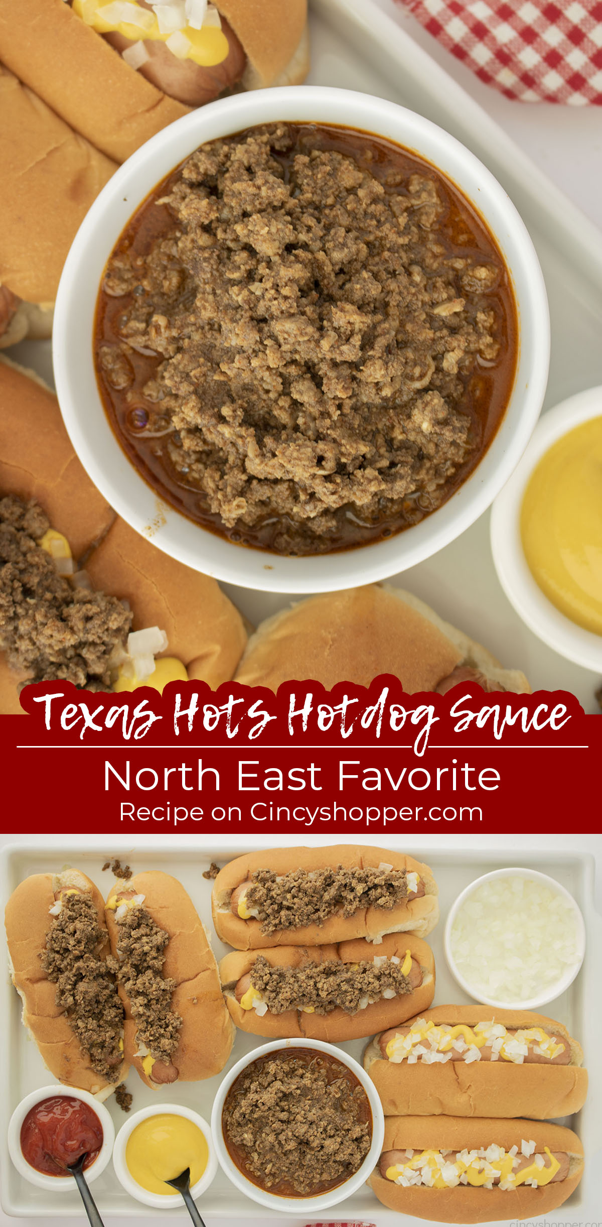 Long pin collage of Texas Hot Meat Sauce