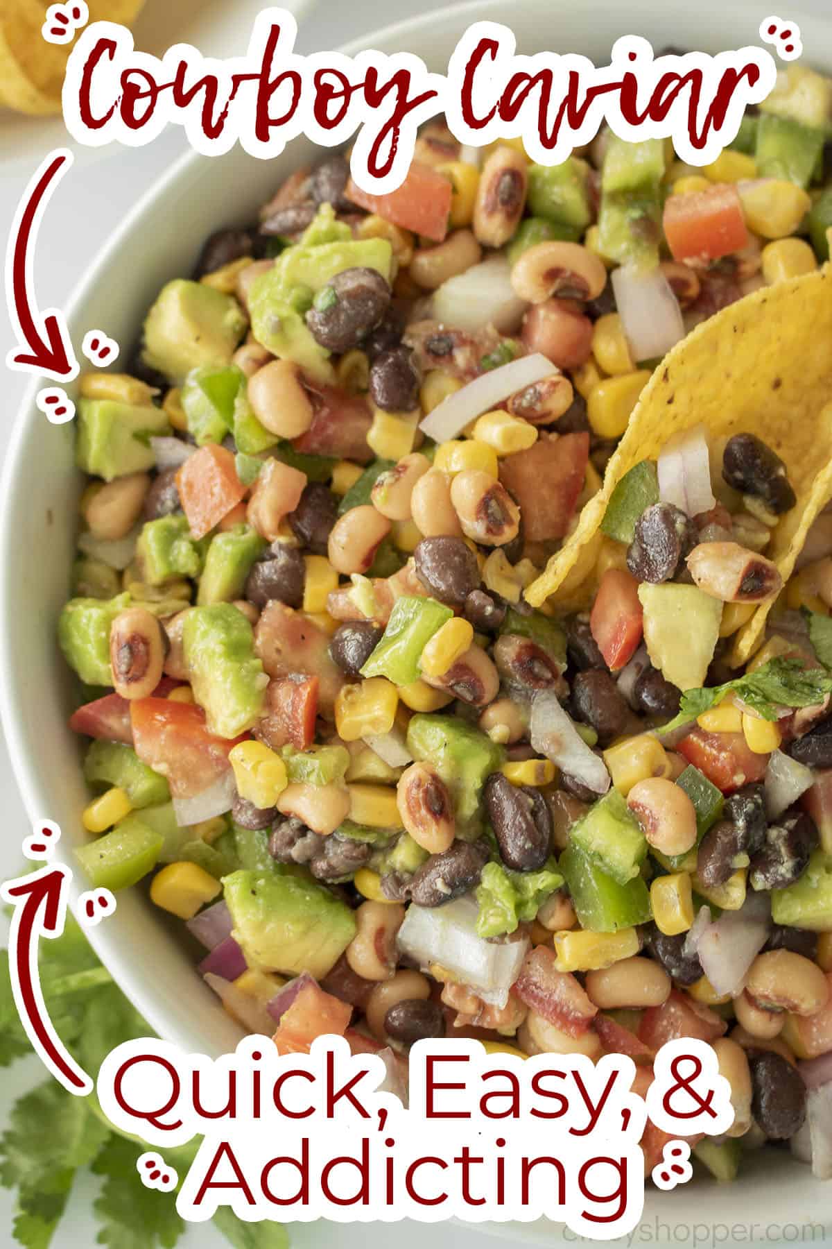 Text on image Cowboy Caviar Quick, Easy & addicting